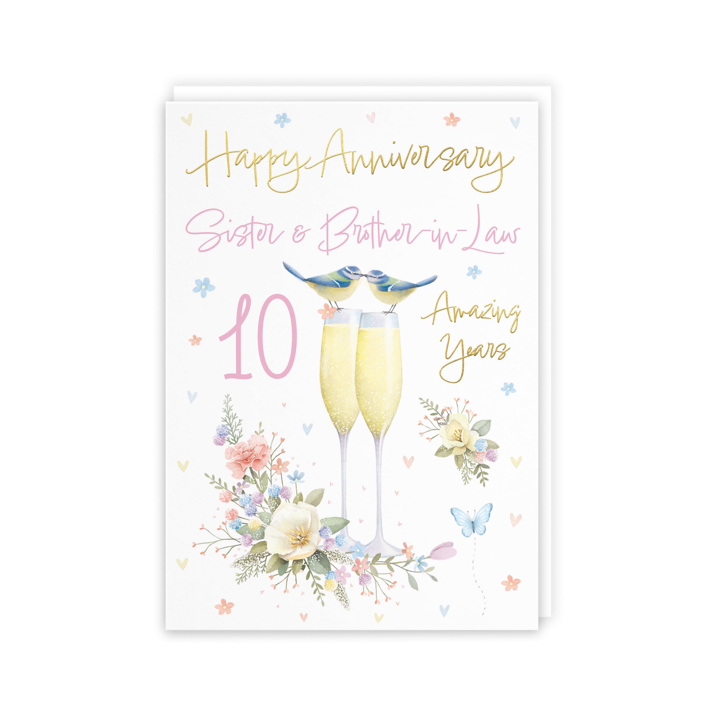 10th Sister And Brother-in-Law Anniversary Card Champagne Flutes Milo's Gallery