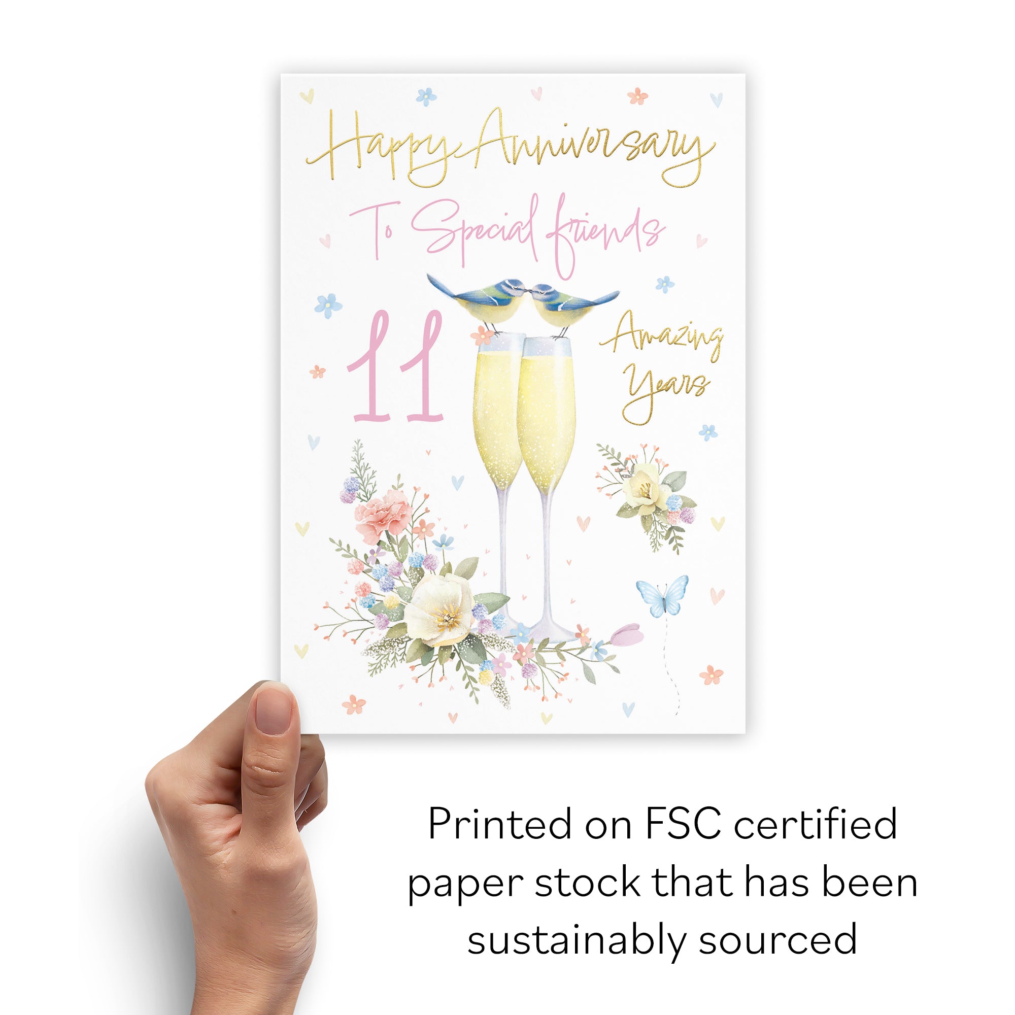 11th Special Friends Anniversary Card Champagne Flutes Milo's Gallery