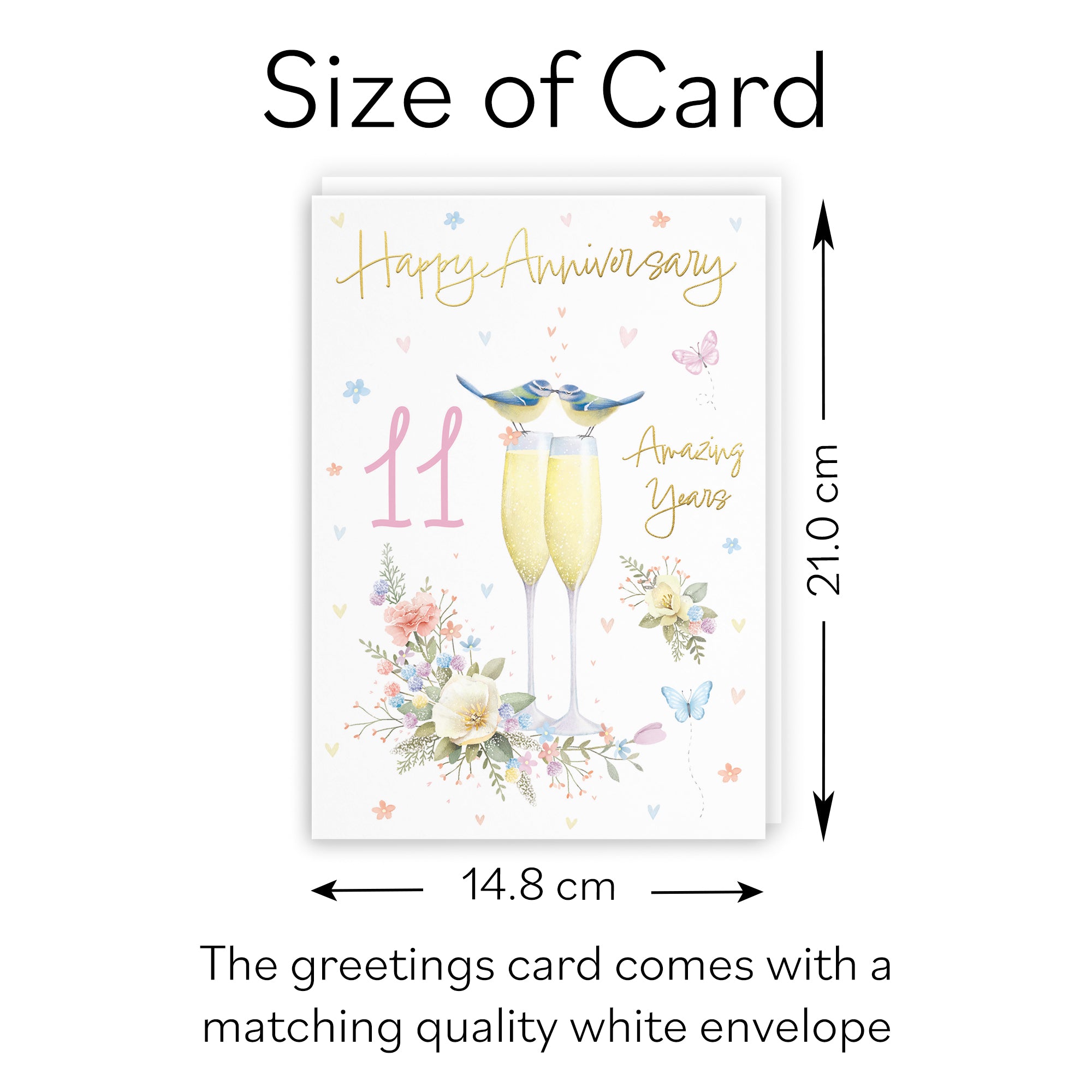 11th Anniversary Card Champagne Flutes Milo's Gallery