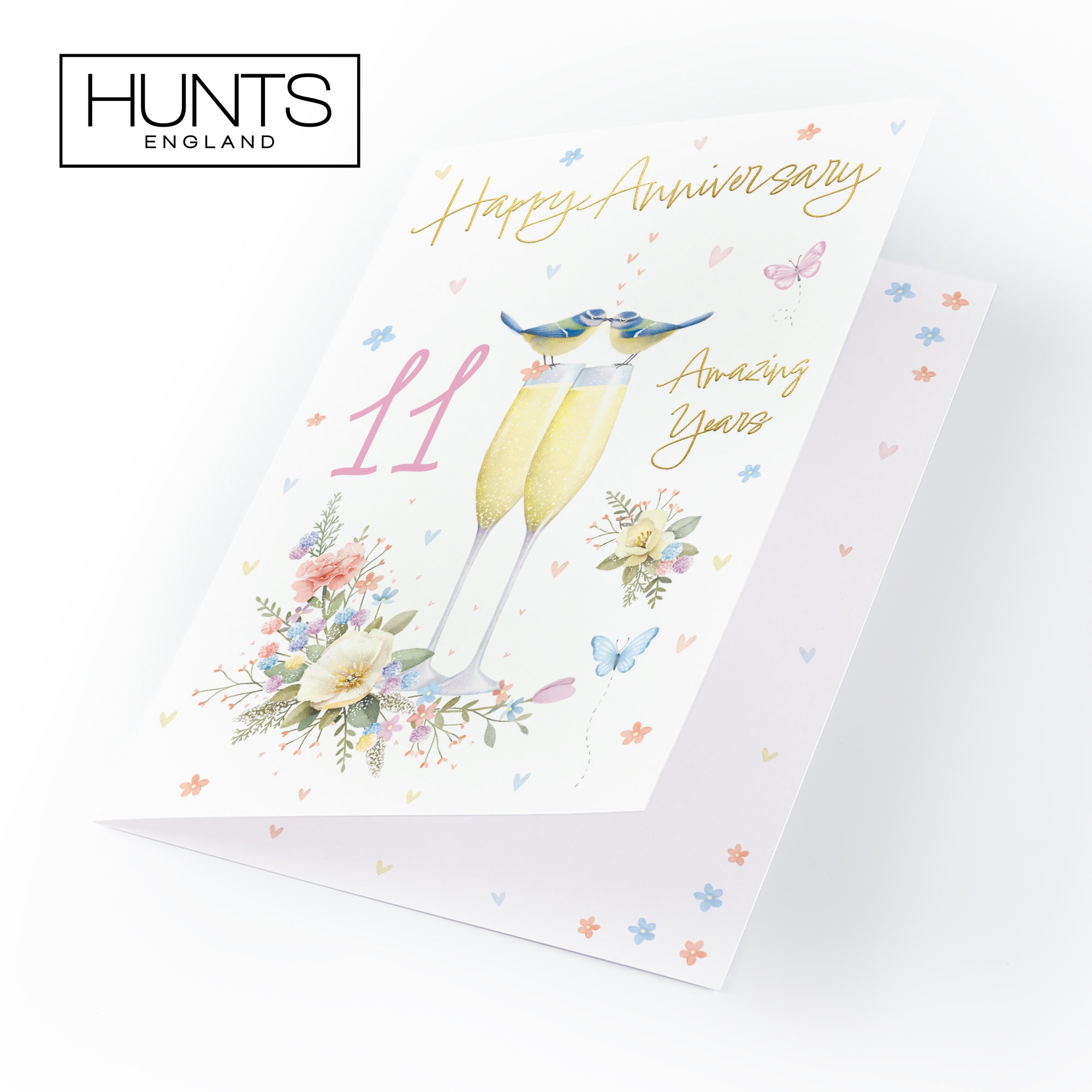 11th Anniversary Card Champagne Flutes Milo's Gallery