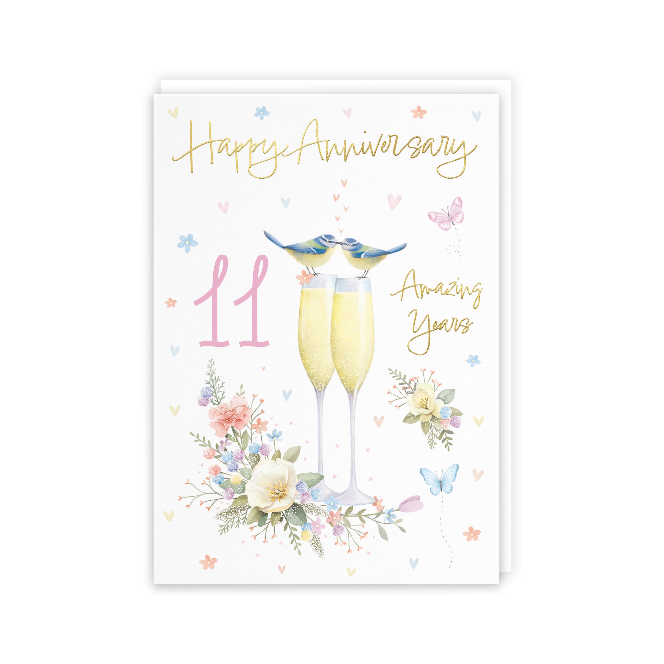 11th Anniversary Card Champagne Flutes Milo's Gallery