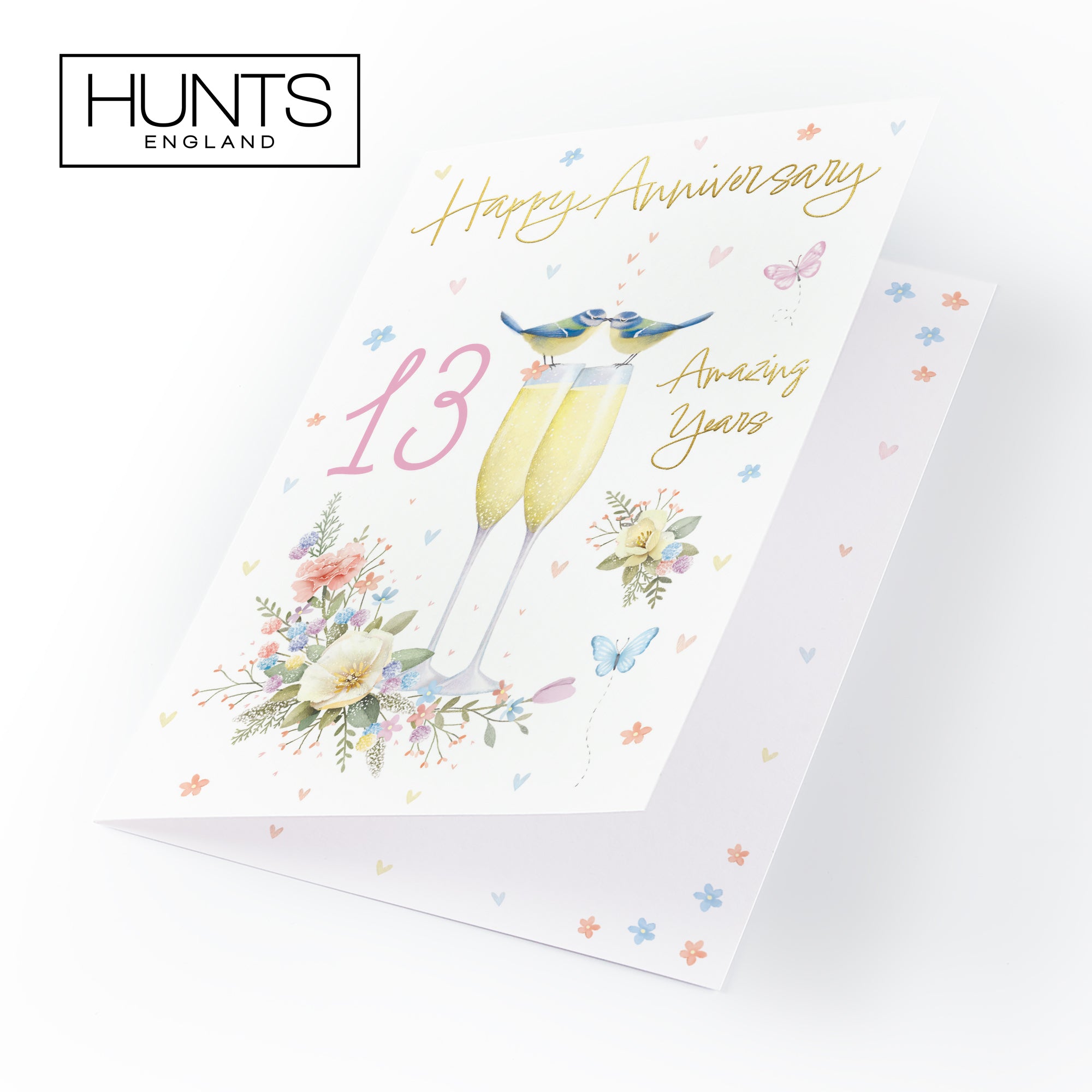 13th Anniversary Card Champagne Flutes Milo's Gallery