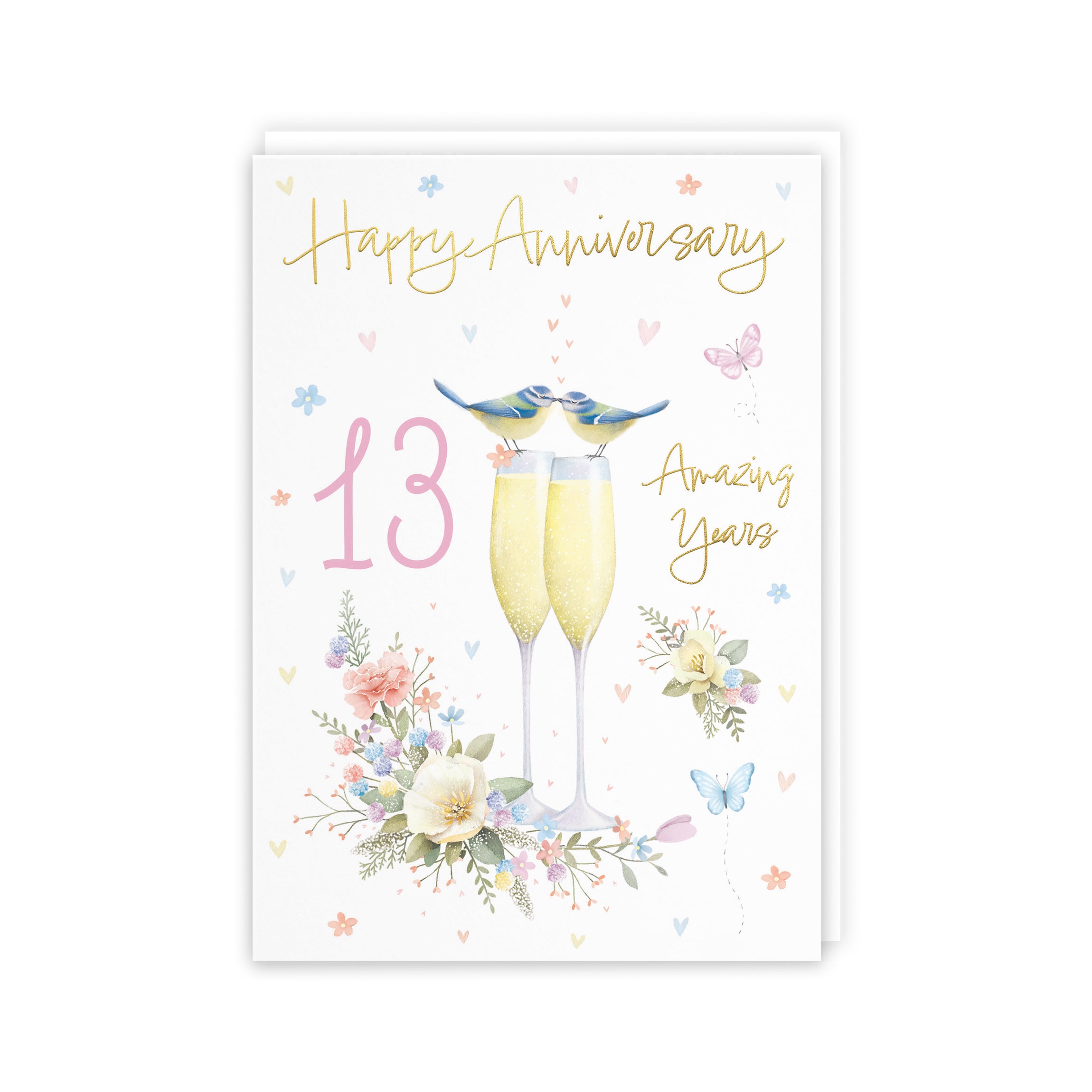 13th Anniversary Card Champagne Flutes Milo's Gallery