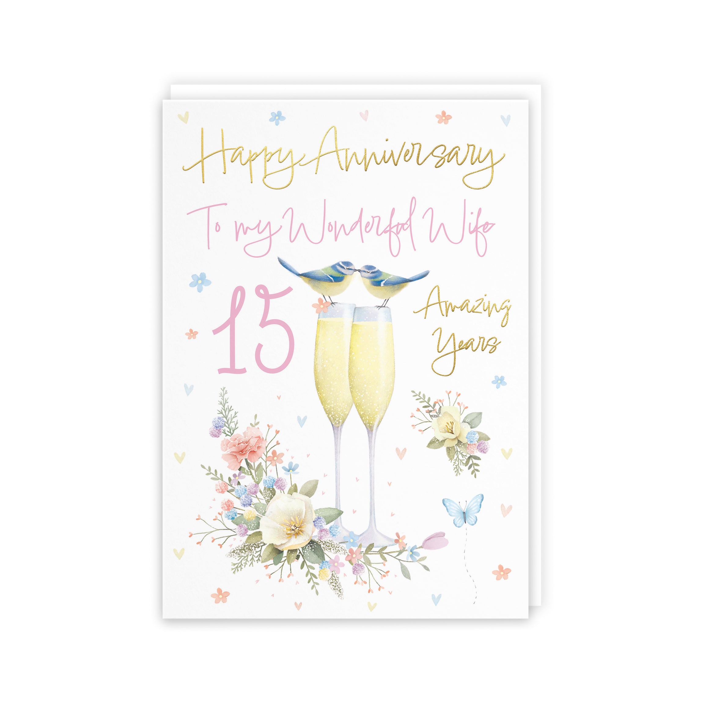 15th Wife Anniversary Card Champagne Flutes Milo's Gallery