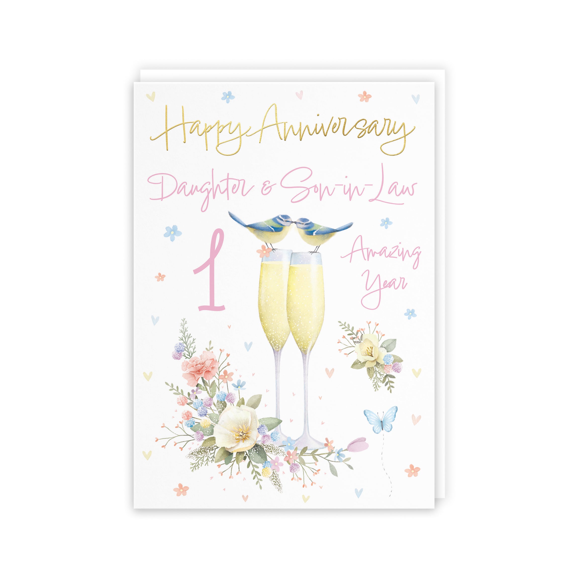 1st Daughter And Son-in-Law Anniversary Card Champagne Flutes Milo's Gallery