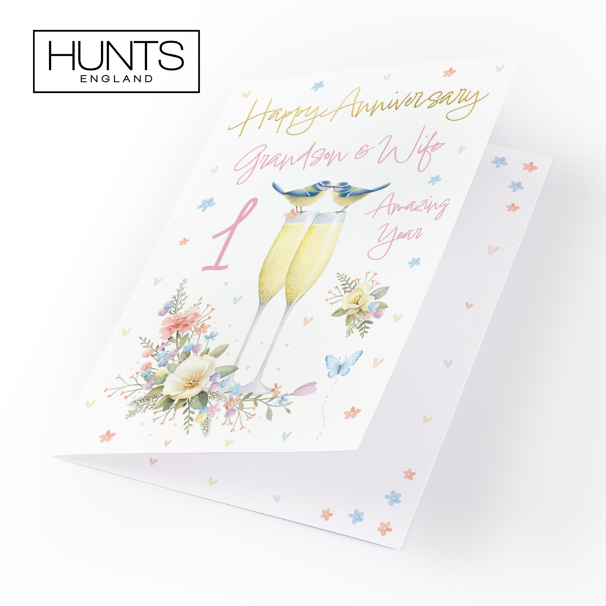 1st Grandson And Wife Anniversary Card Champagne Flutes Milo's Gallery