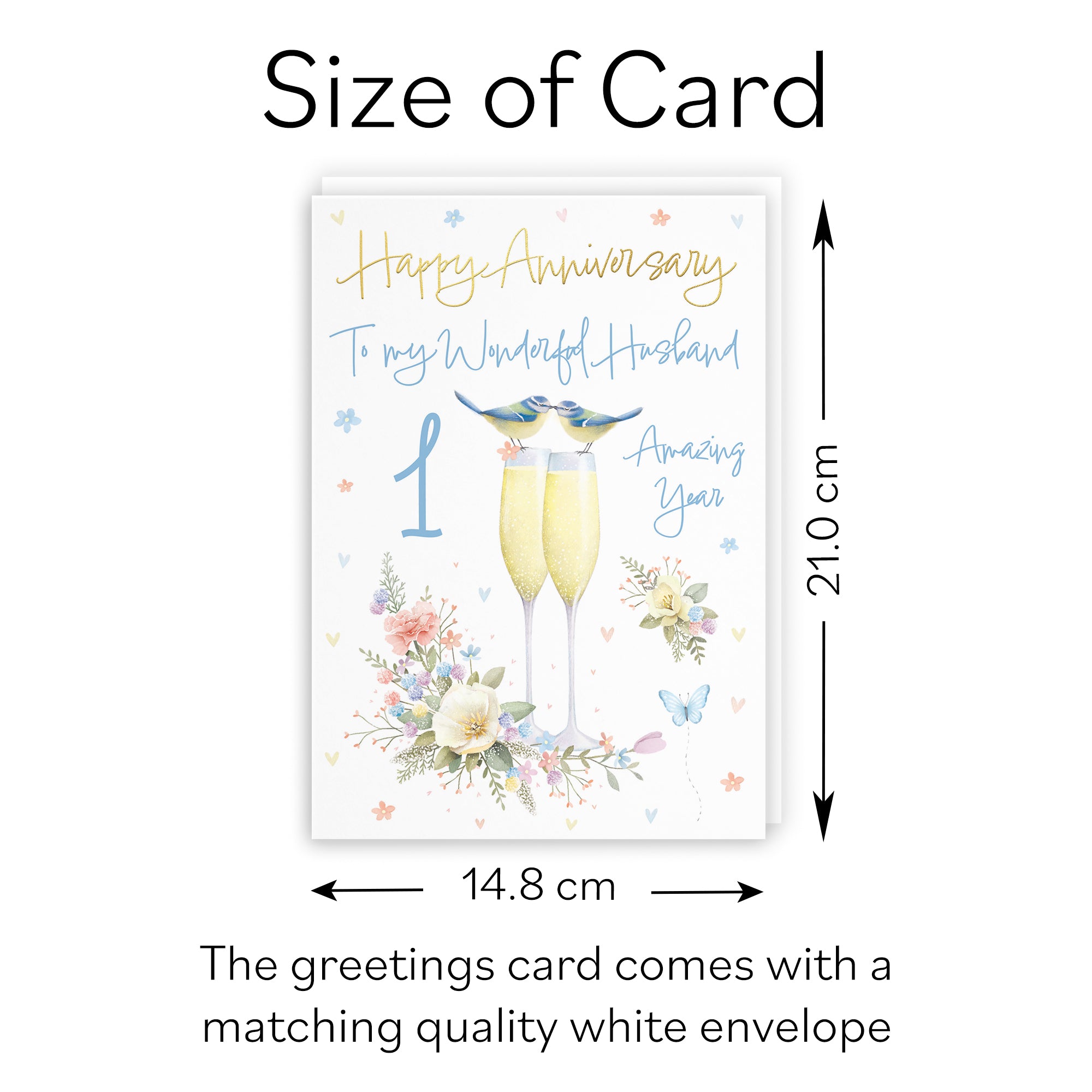 1st Husband Anniversary Card Champagne Flutes Milo's Gallery