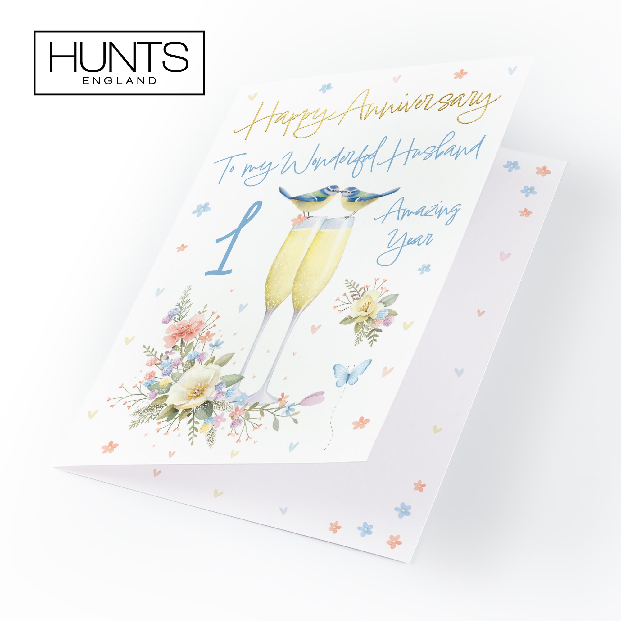 1st Husband Anniversary Card Champagne Flutes Milo's Gallery