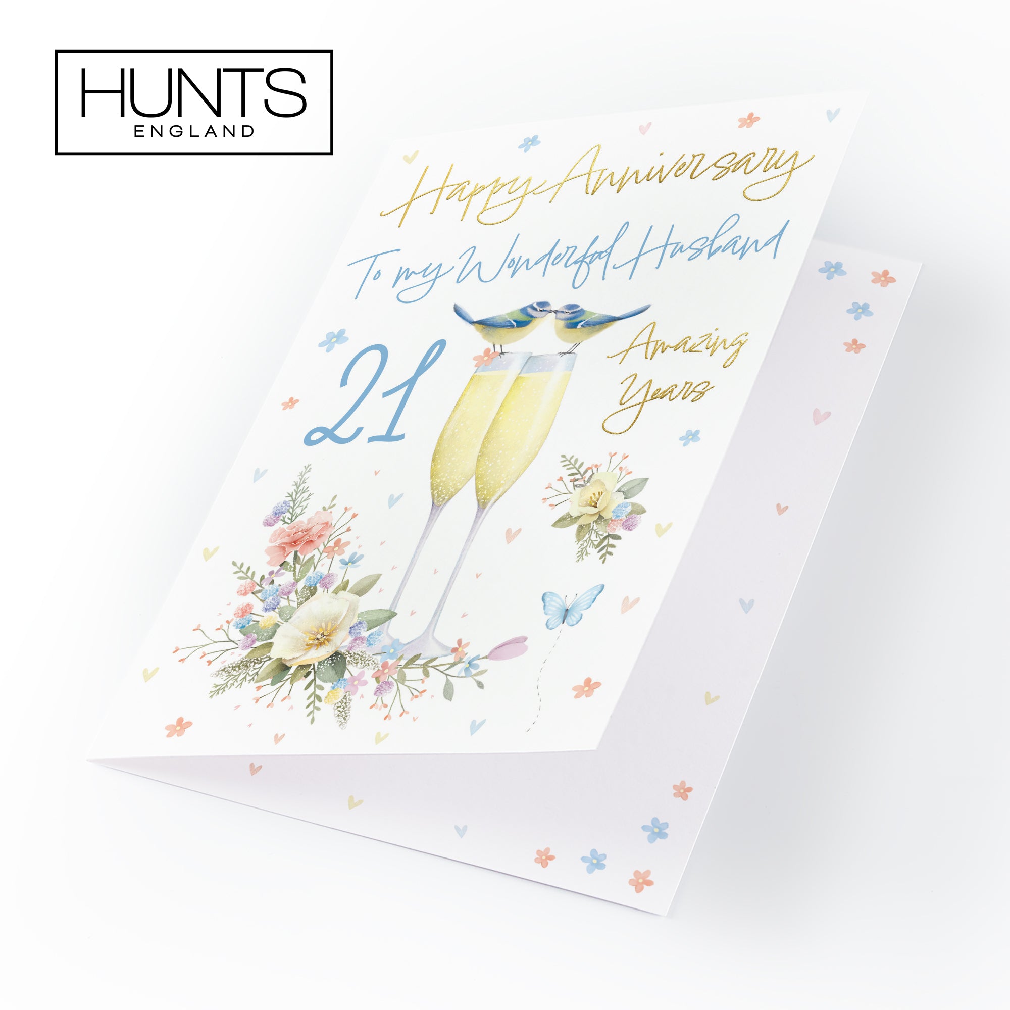 21st Husband Anniversary Card Champagne Flutes Milo's Gallery