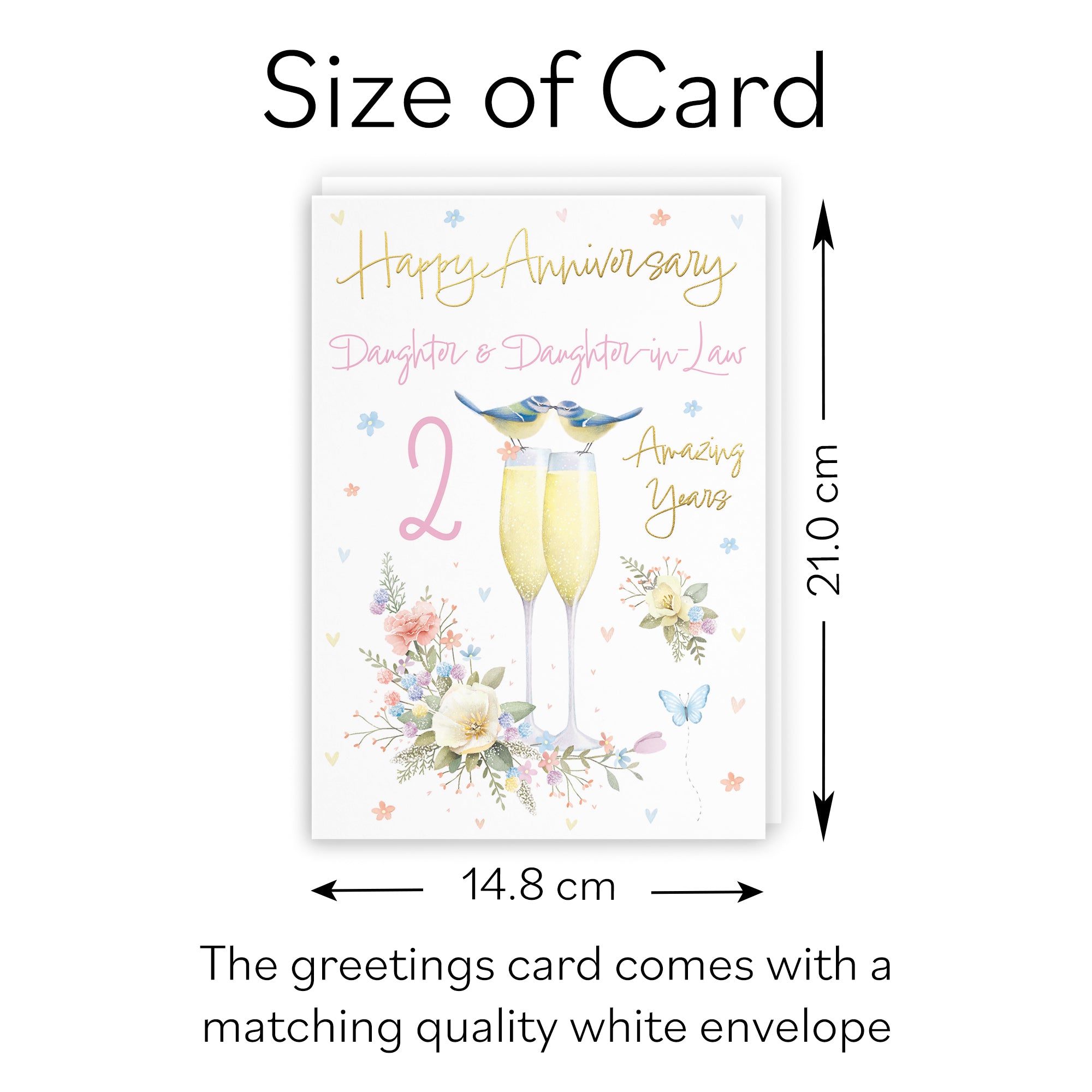 2nd Daughter And Daughter-in-Law Anniversary Card Champagne Flutes Milo's Gallery