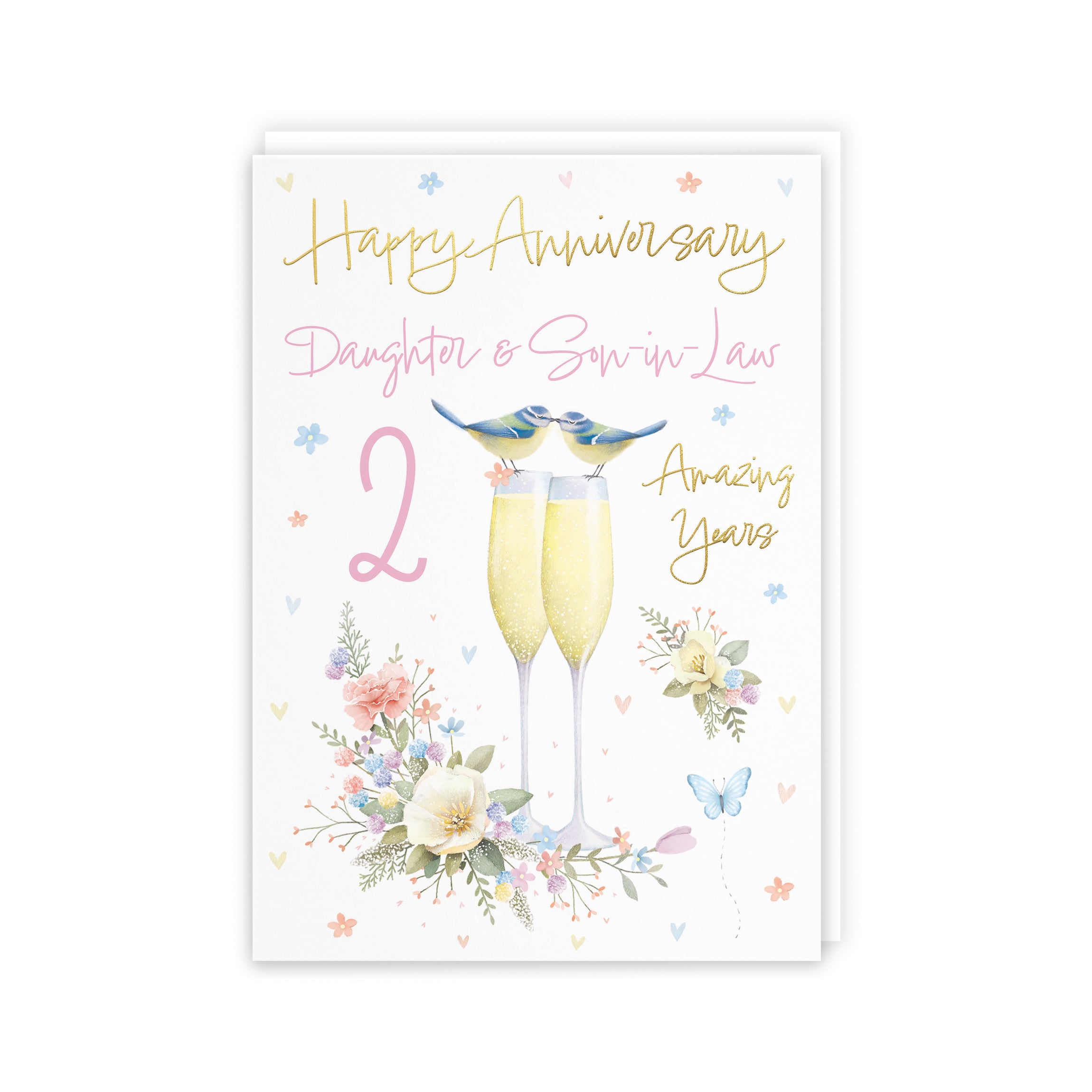 2nd Daughter And Son-in-Law Anniversary Card Champagne Flutes Milo's Gallery