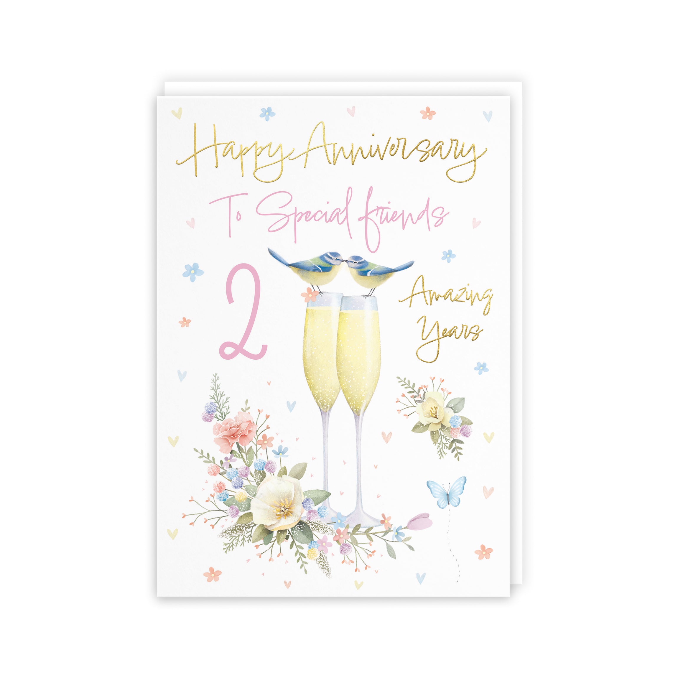 2nd Special Friends Anniversary Card Champagne Flutes Milo's Gallery