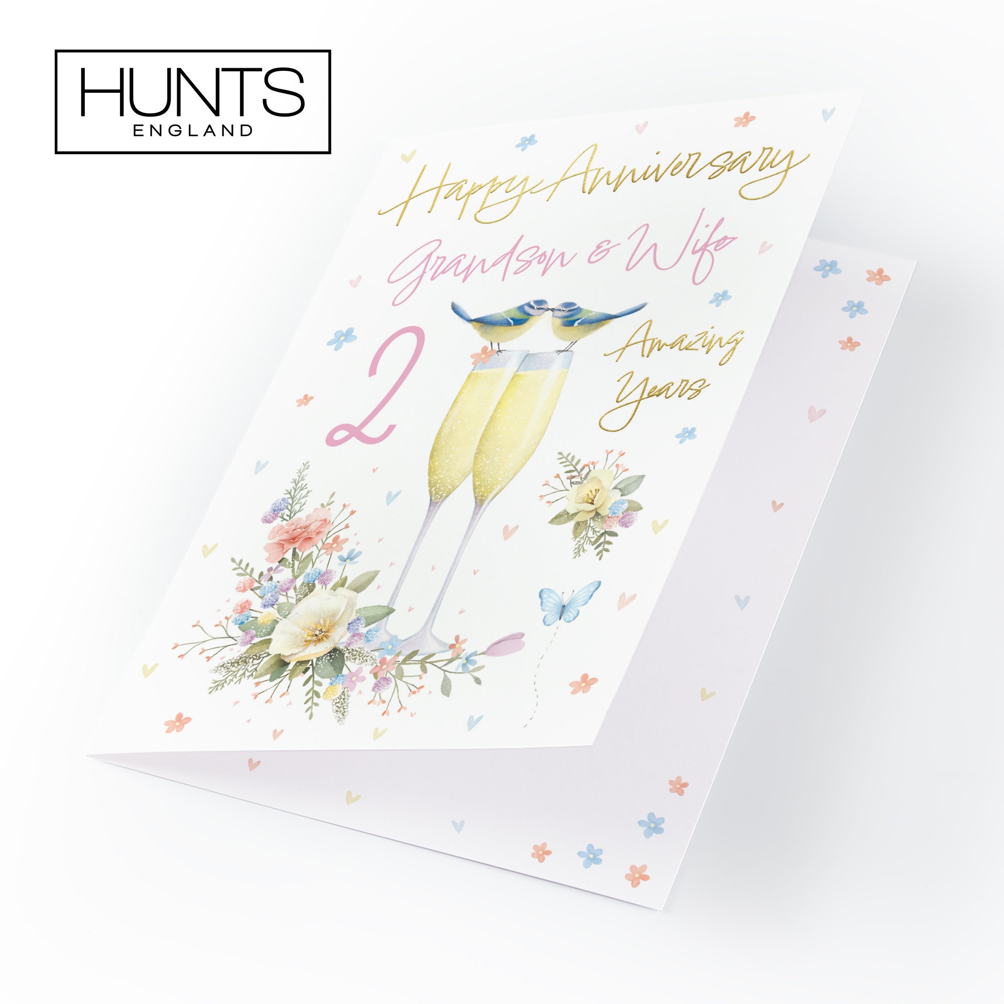 2nd Grandson And Wife Anniversary Card Champagne Flutes Milo's Gallery