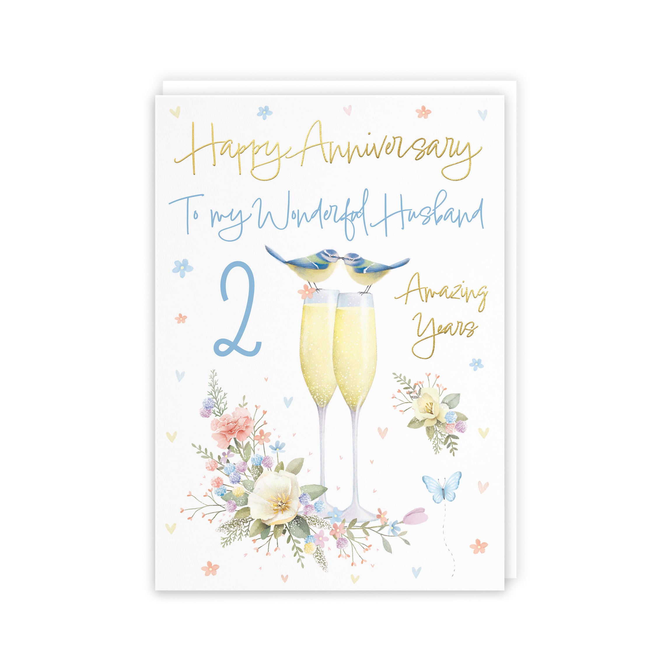 2nd Husband Anniversary Card Champagne Flutes Milo's Gallery