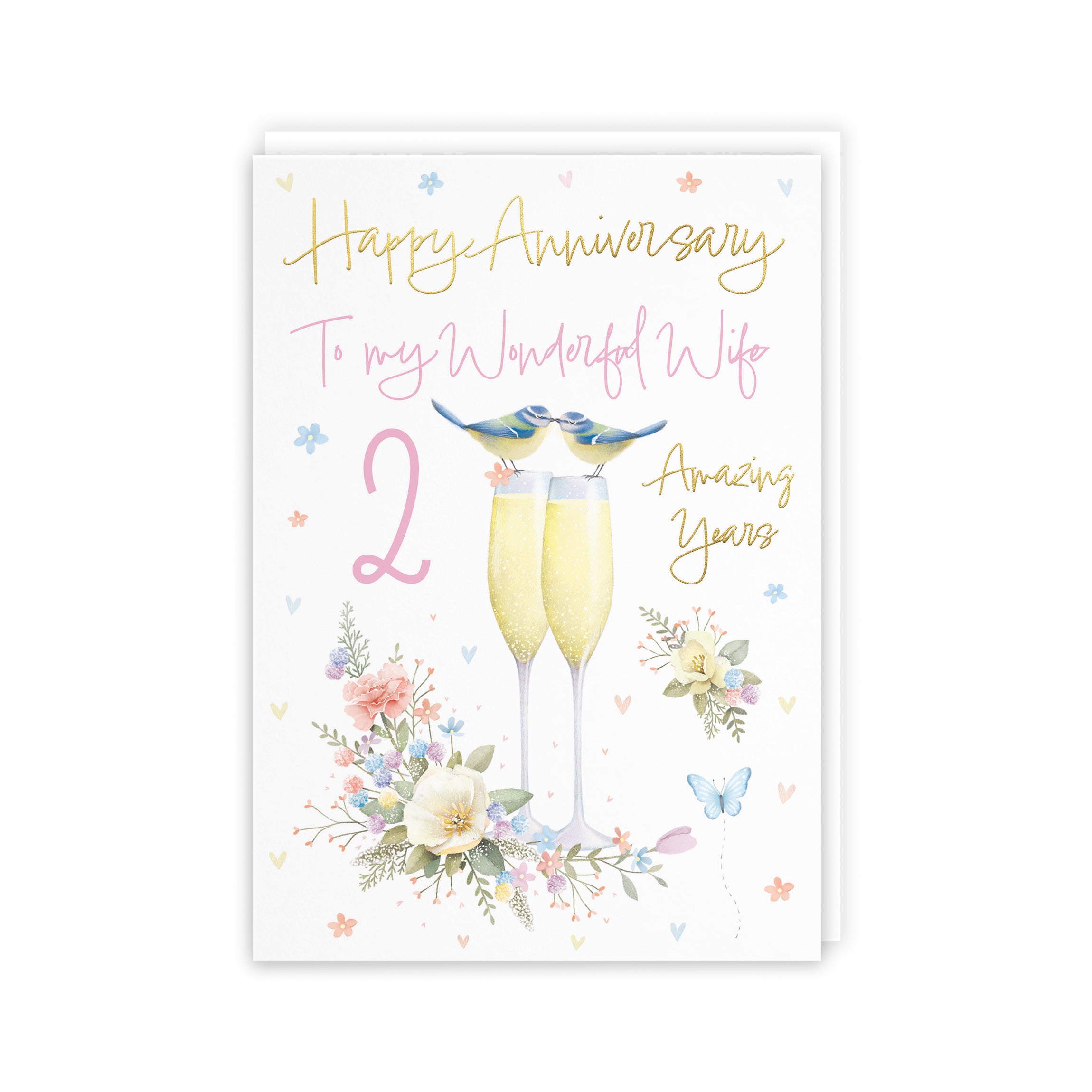 2nd Wife Anniversary Card Champagne Flutes Milo's Gallery