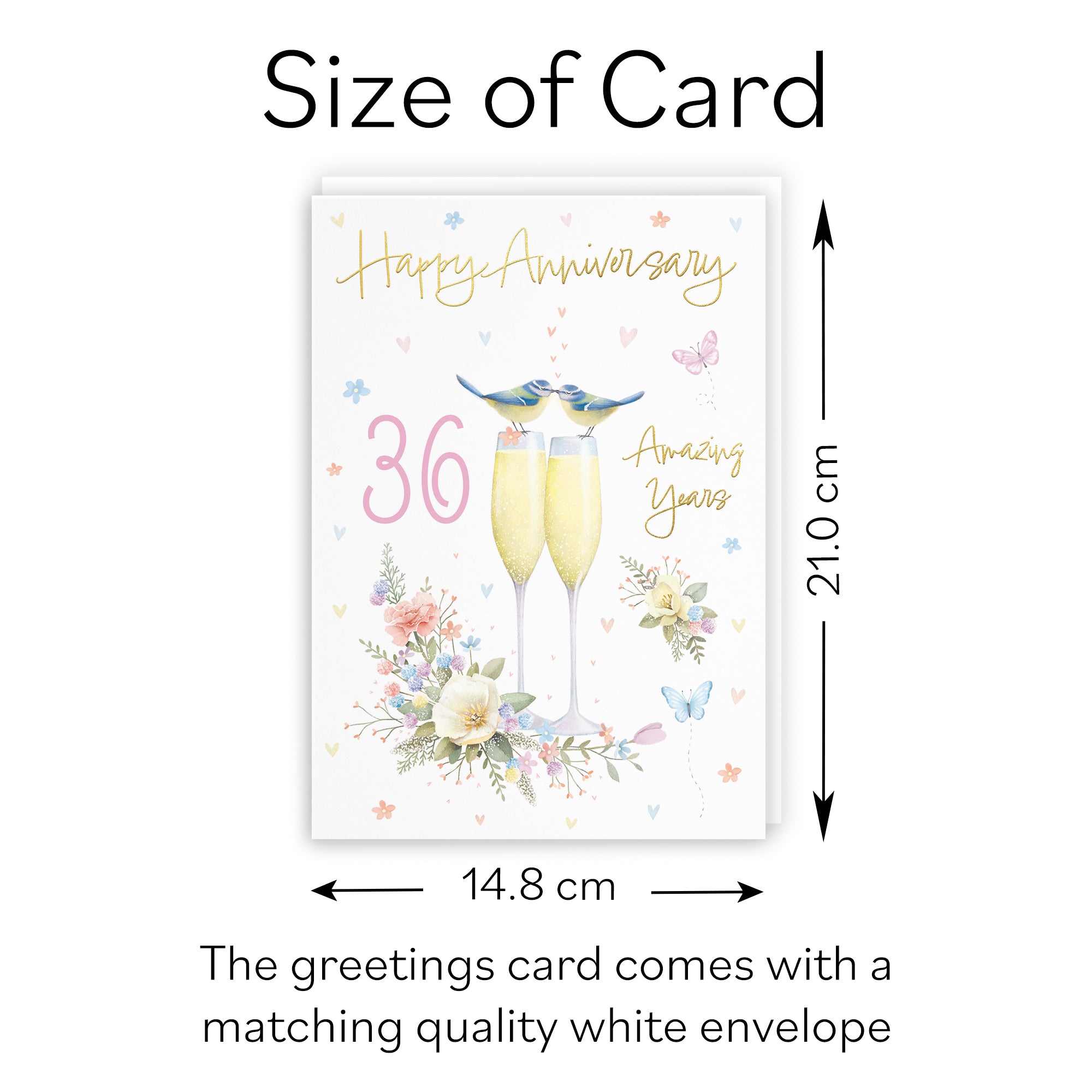 36th Anniversary Card Champagne Flutes Milo's Gallery