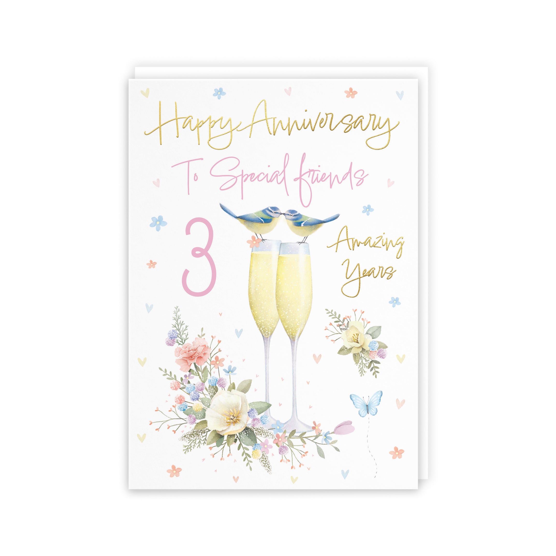 3rd Special Friends Anniversary Card Champagne Flutes Milo's Gallery