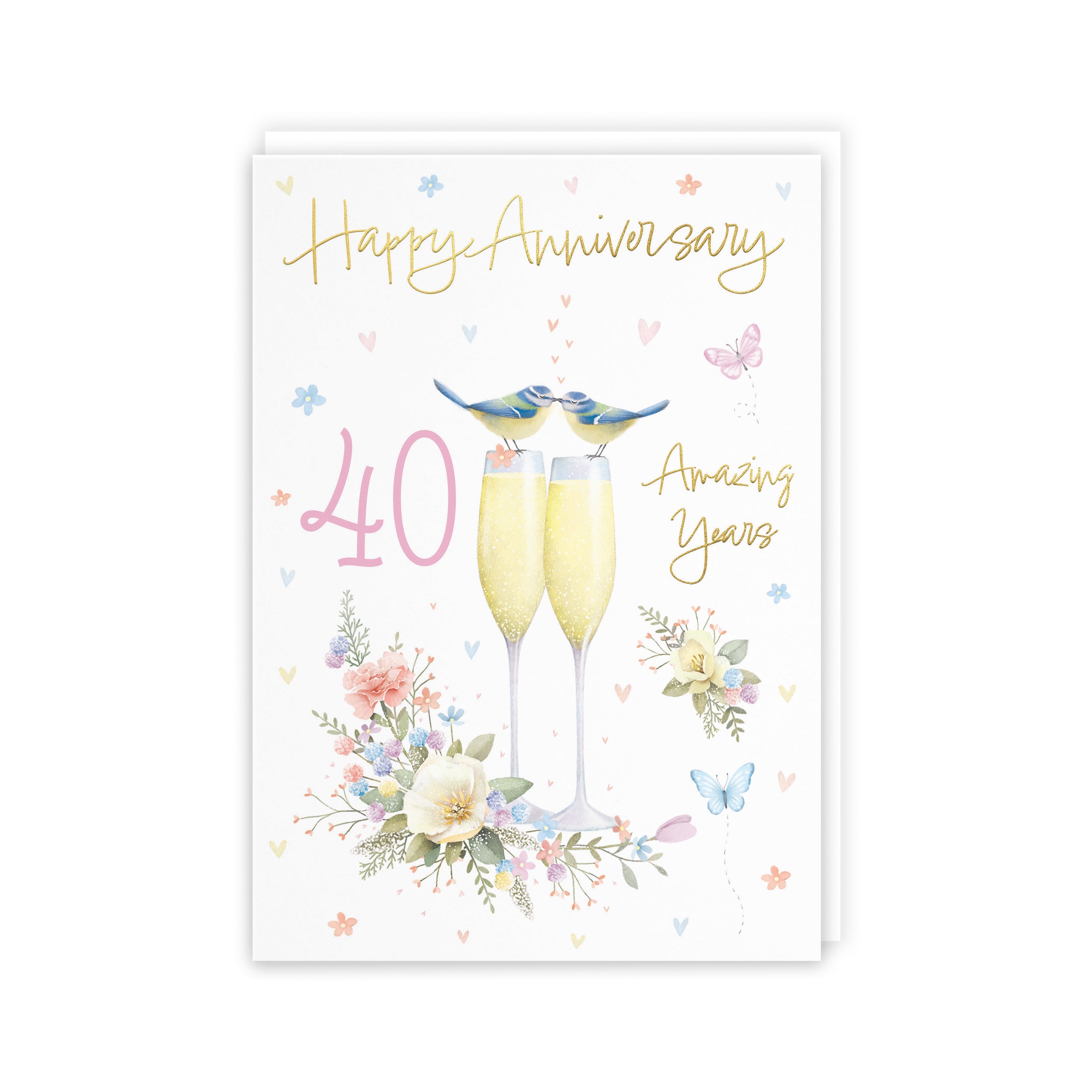 40th Anniversary Card Champagne Flutes Milo's Gallery