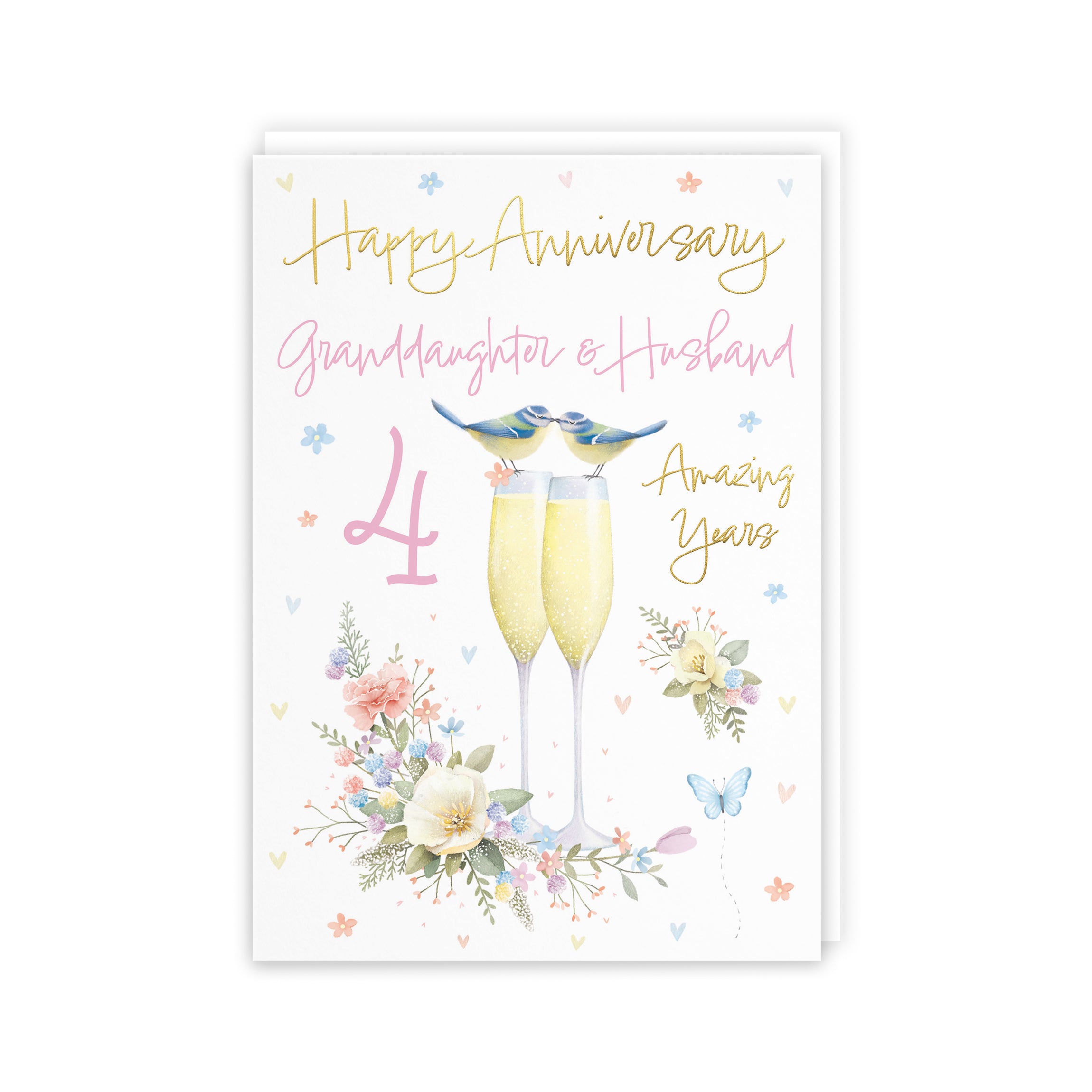 4th Granddaughter And Husband Anniversary Card Champagne Flutes Milo's Gallery