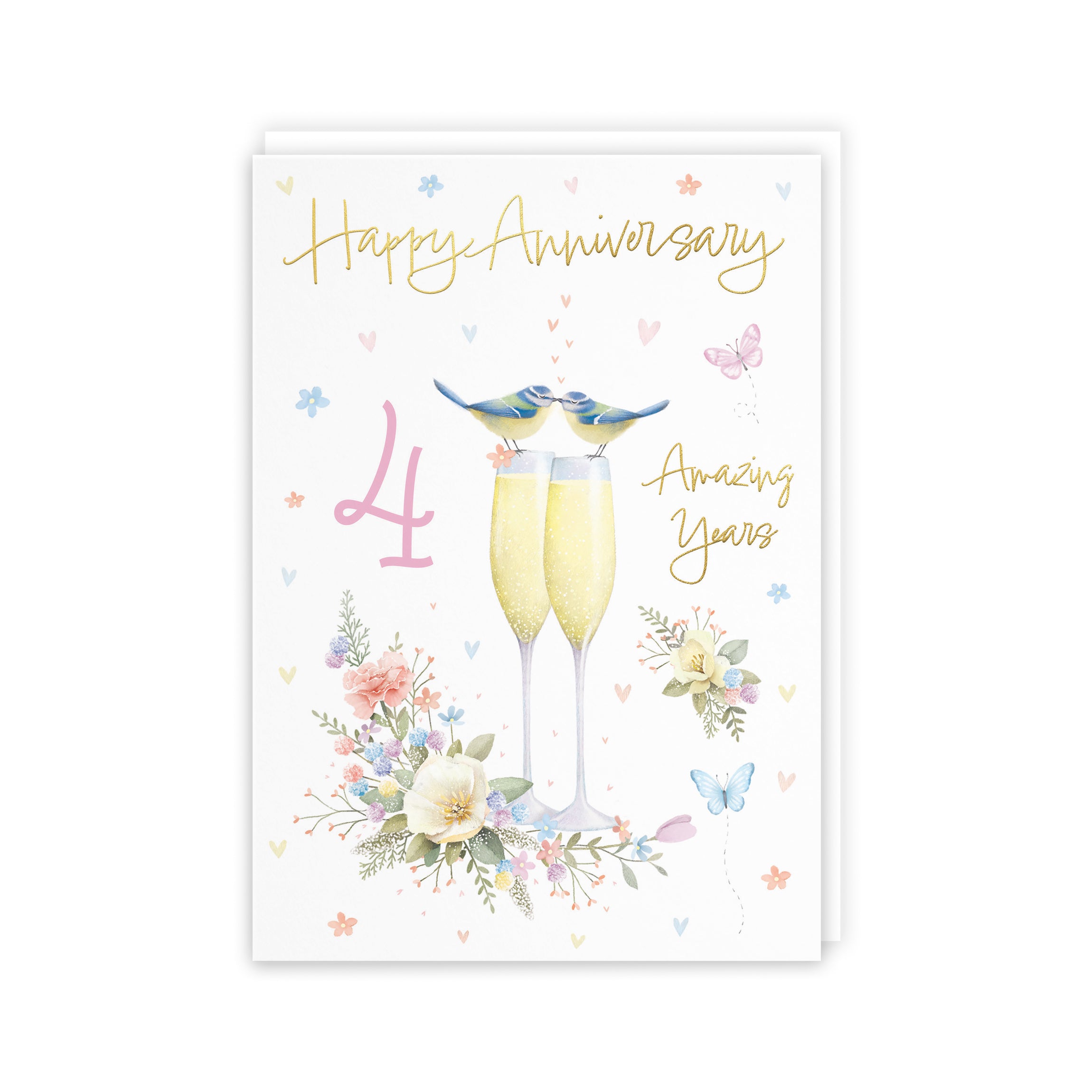 4th Anniversary Card Champagne Flutes Milo's Gallery