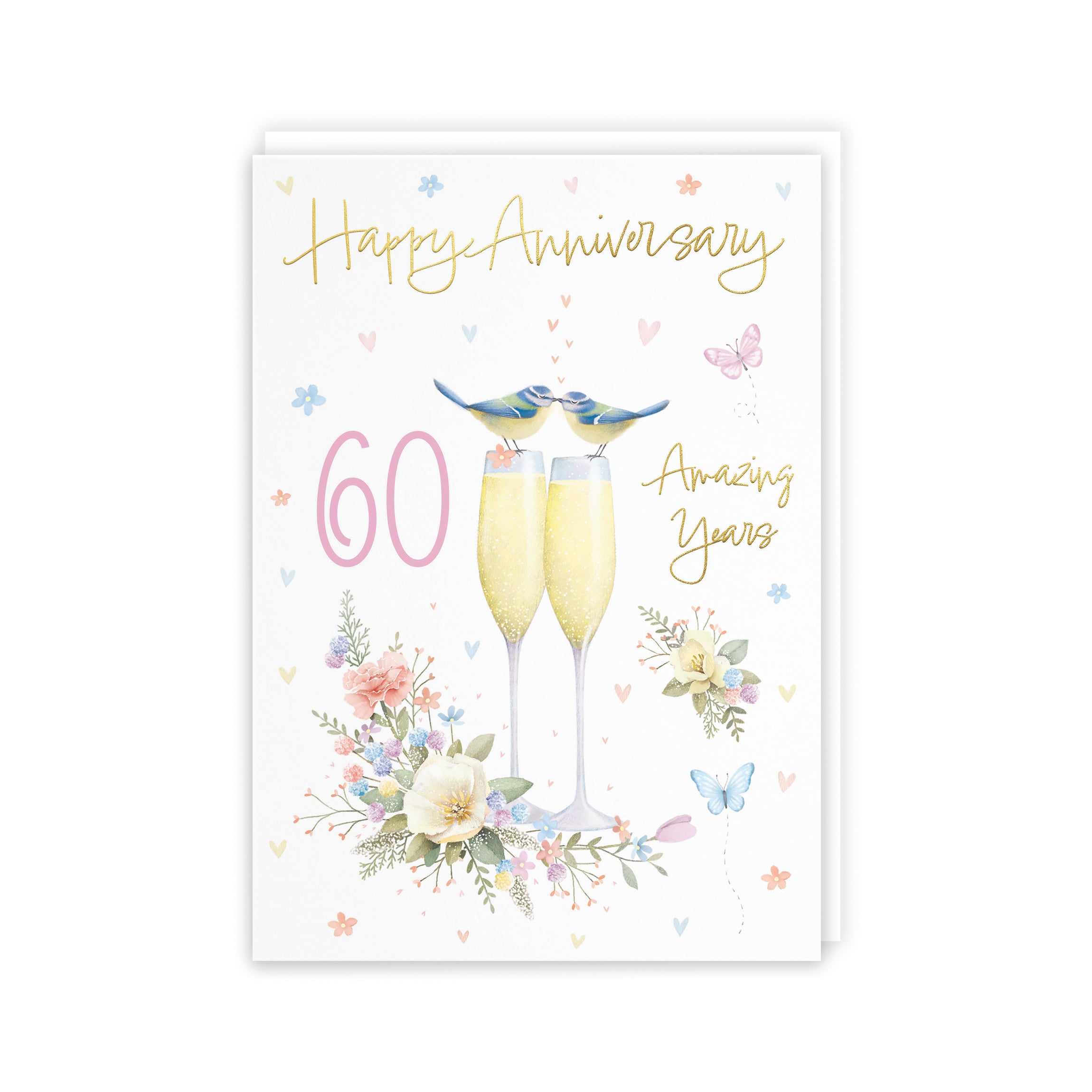 60th Anniversary Card Champagne Flutes Milo's Gallery