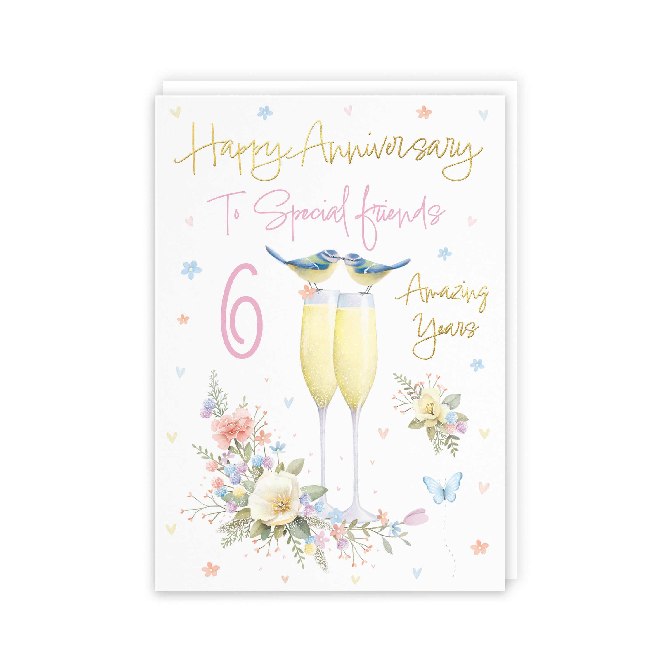 6th Special Friends Anniversary Card Champagne Flutes Milo's Gallery