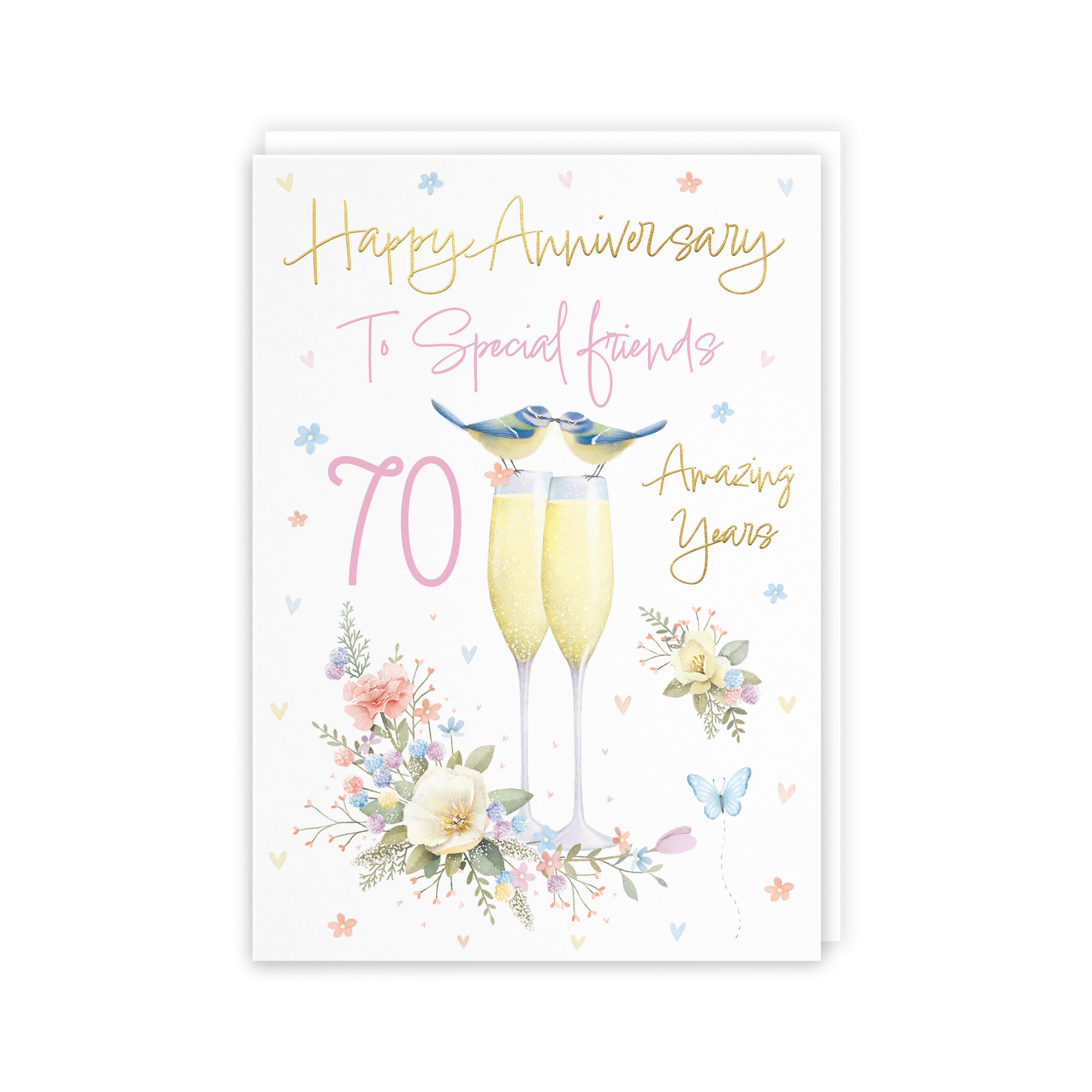 Special Friends 70th Anniversary Card Champagne Flutes Milo's Gallery