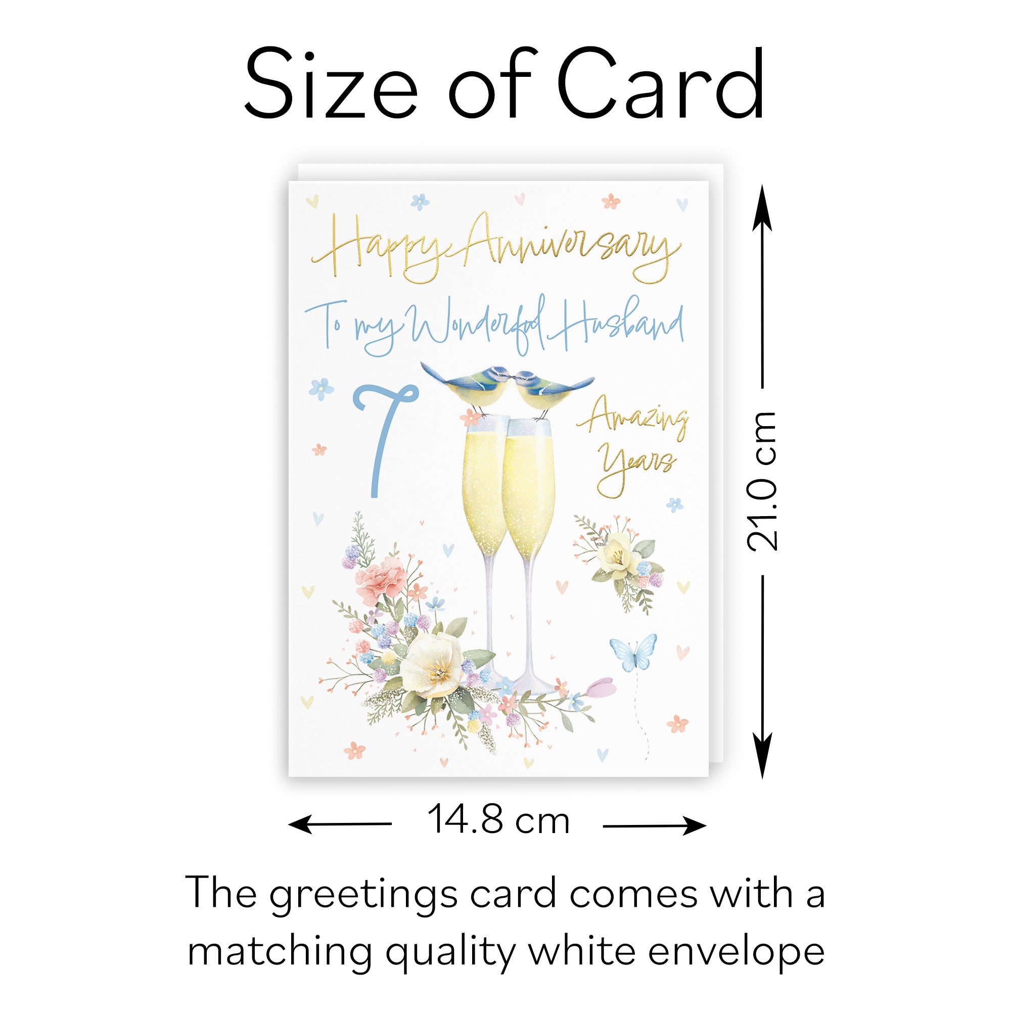 7th Husband Anniversary Card Champagne Flutes Milo's Gallery