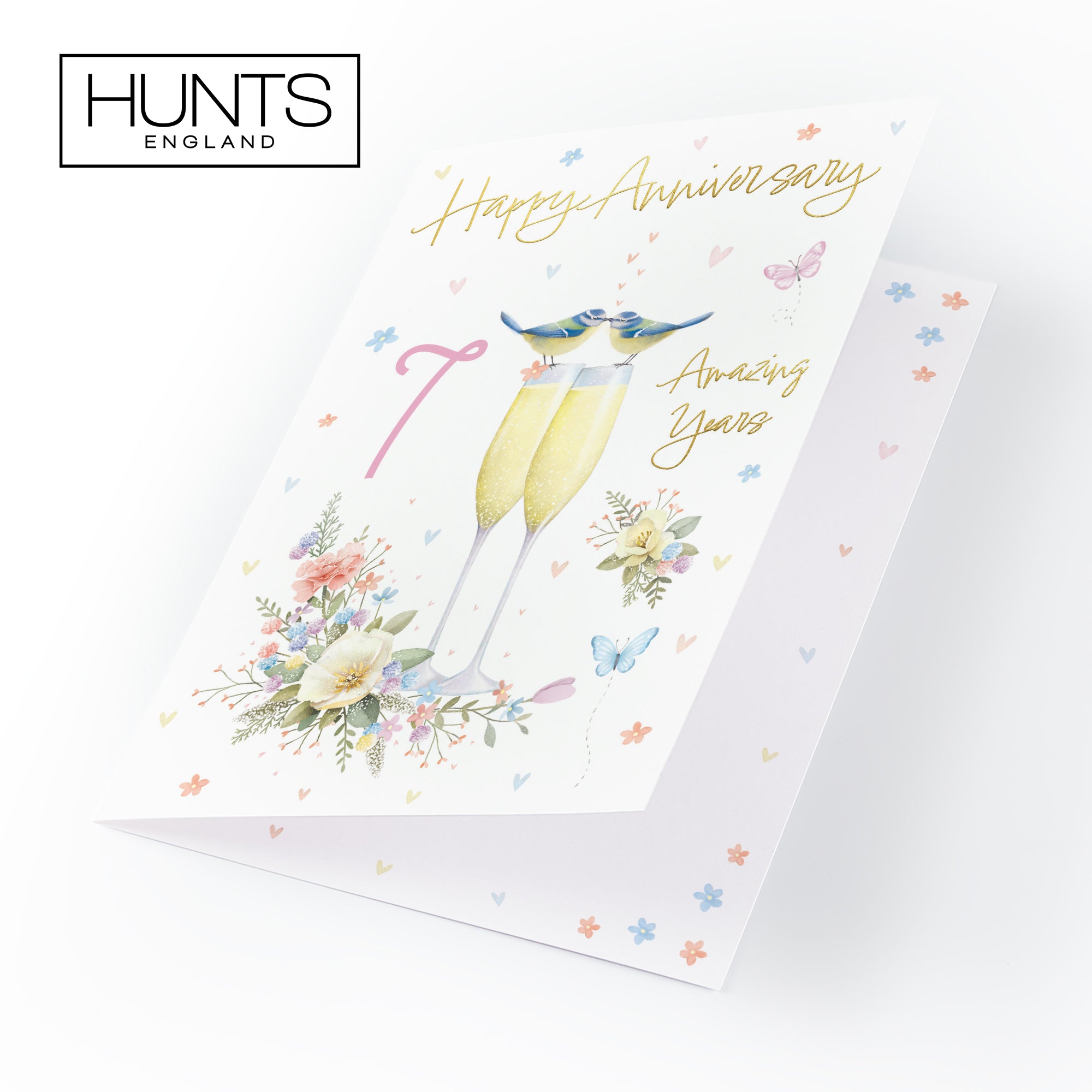 7th Anniversary Card Champagne Flutes Milo's Gallery