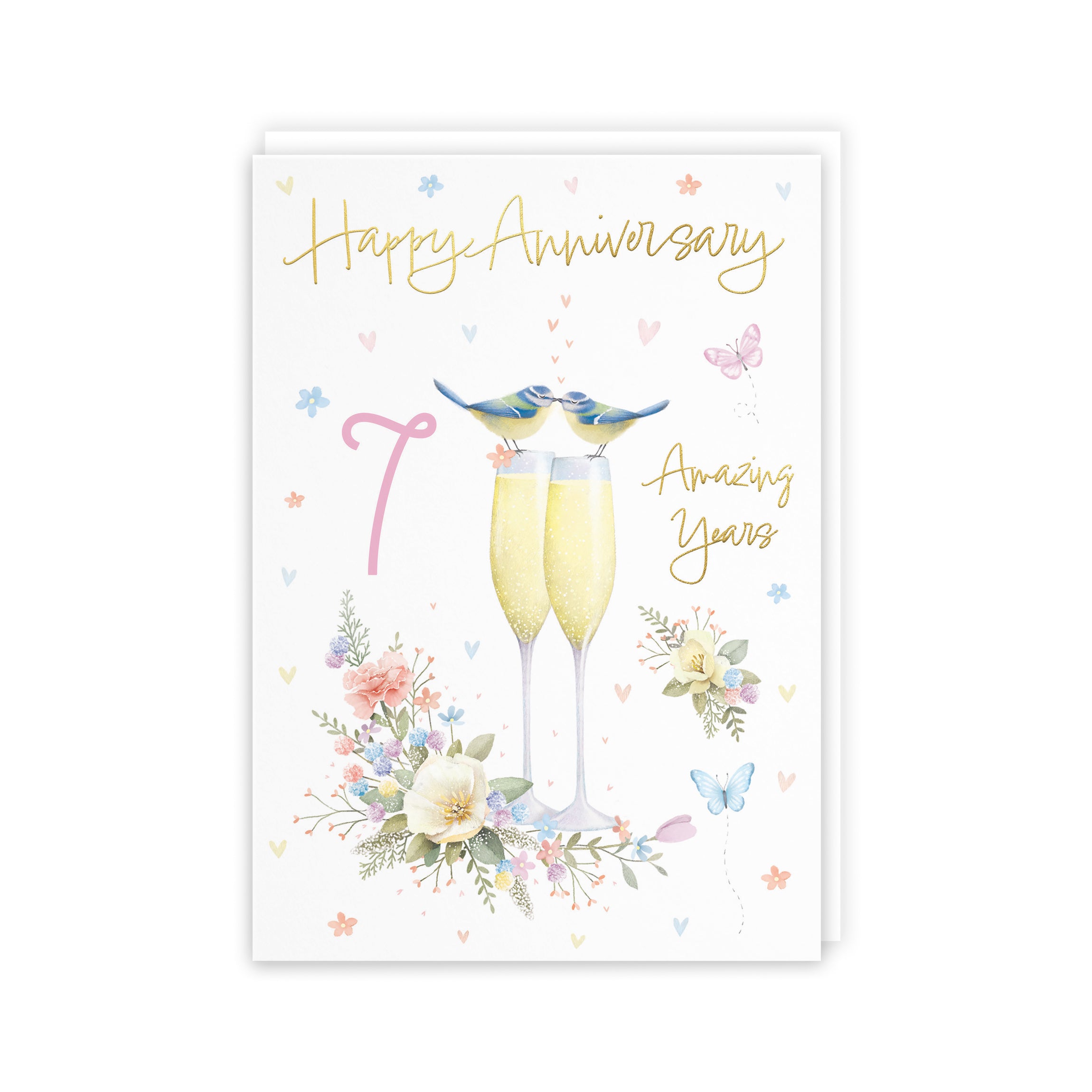 7th Anniversary Card Champagne Flutes Milo's Gallery