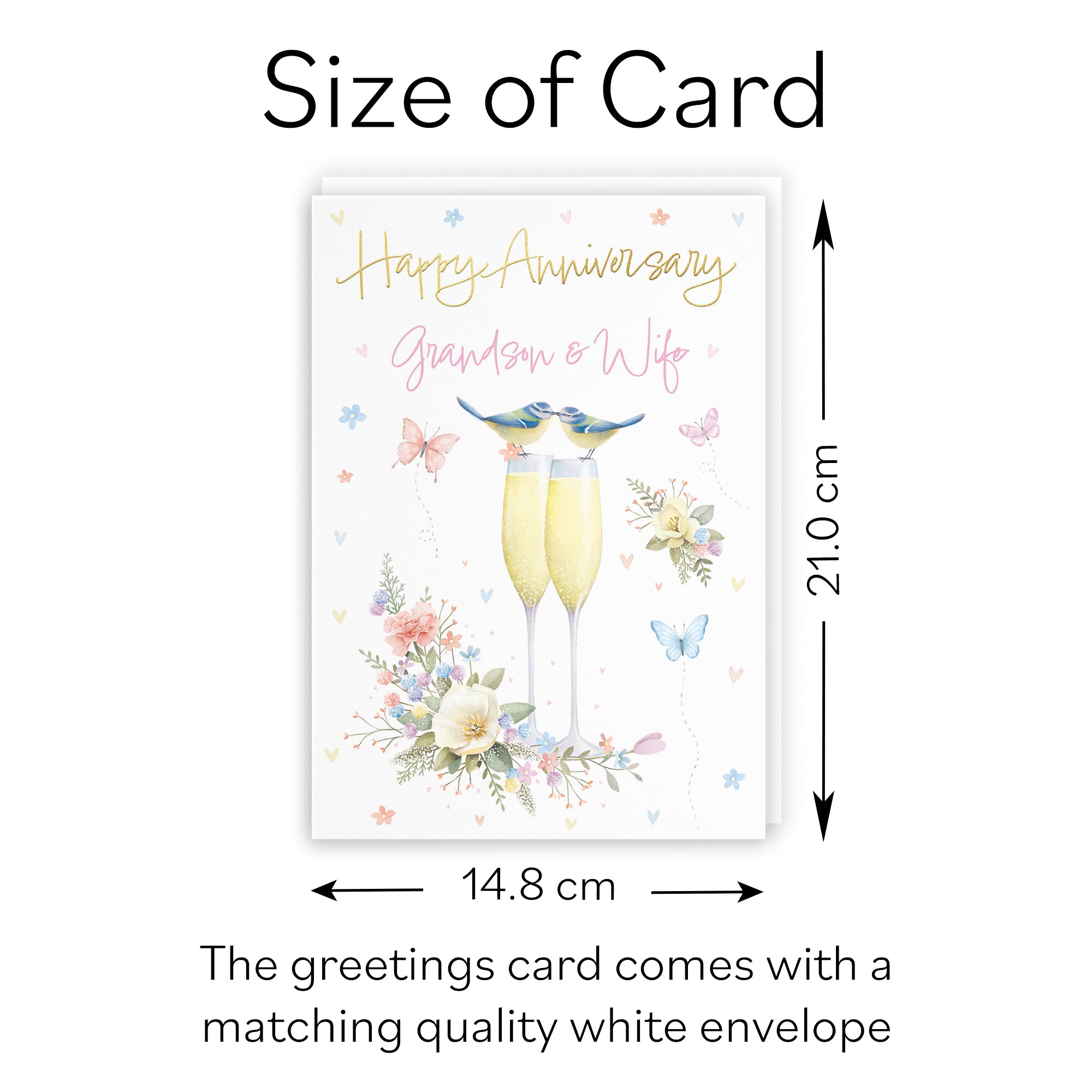 Grandson And Wife Anniversary Card Champagne Flutes Milo's Gallery