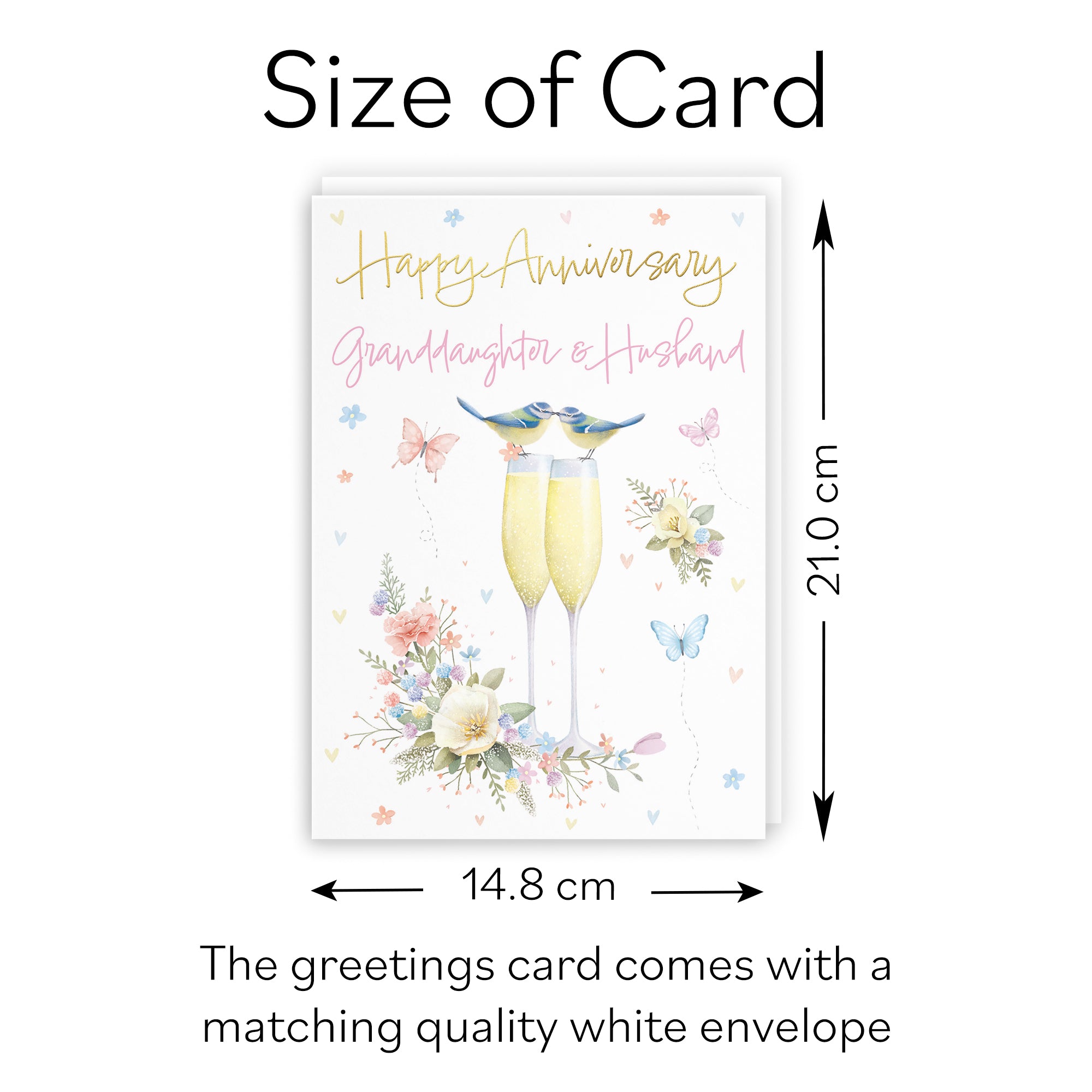 Granddaughter And Husband Anniversary Card Champagne Flutes Milo's Gallery