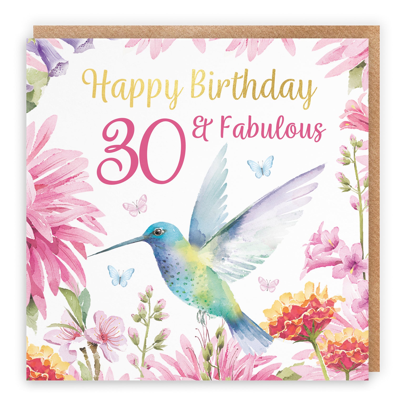 30th Birthday Card Hummingbird Gold Foil Milo's Gallery