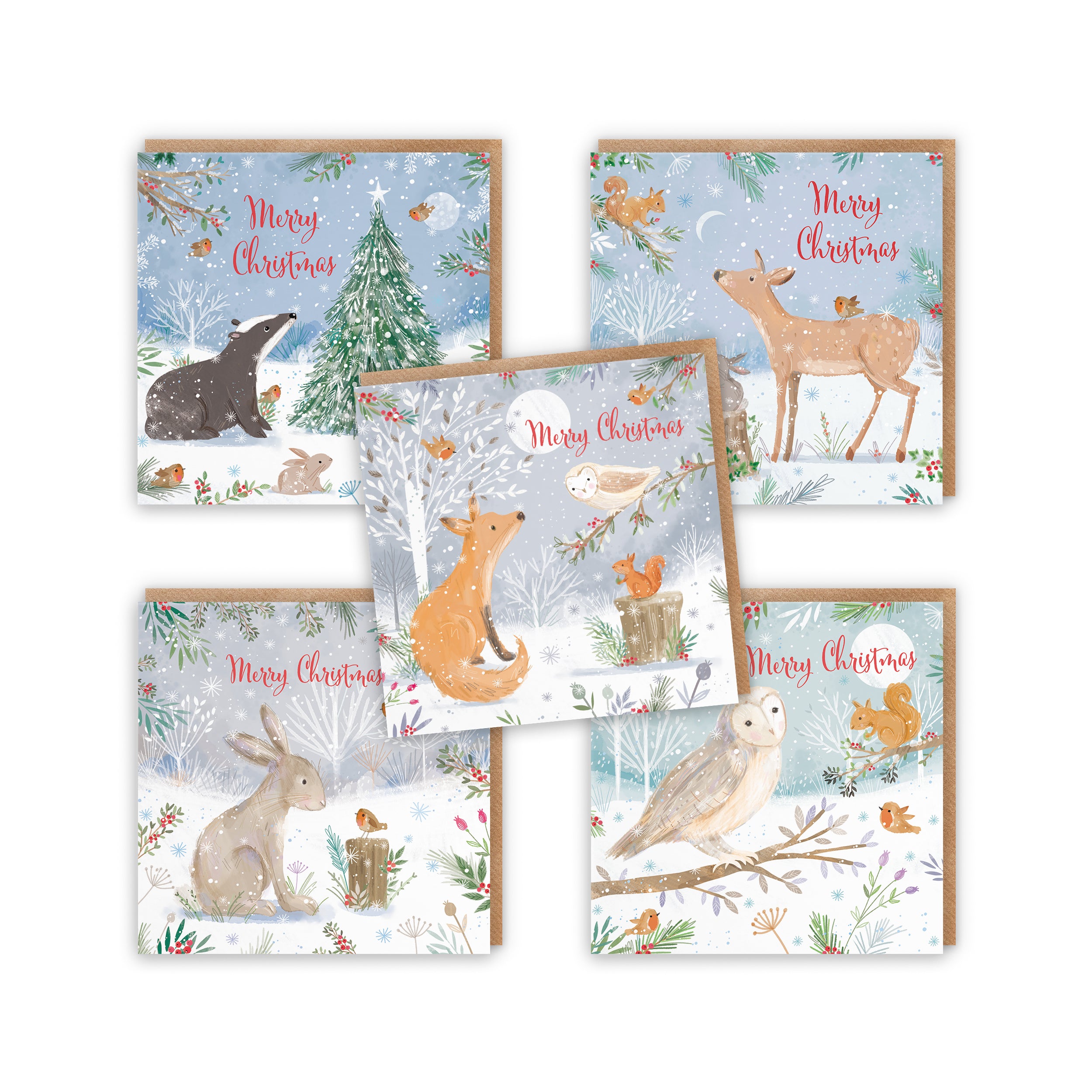 Merry Christmas Family Fun Pack Of 10 Mixed Cards Nature's Treasures