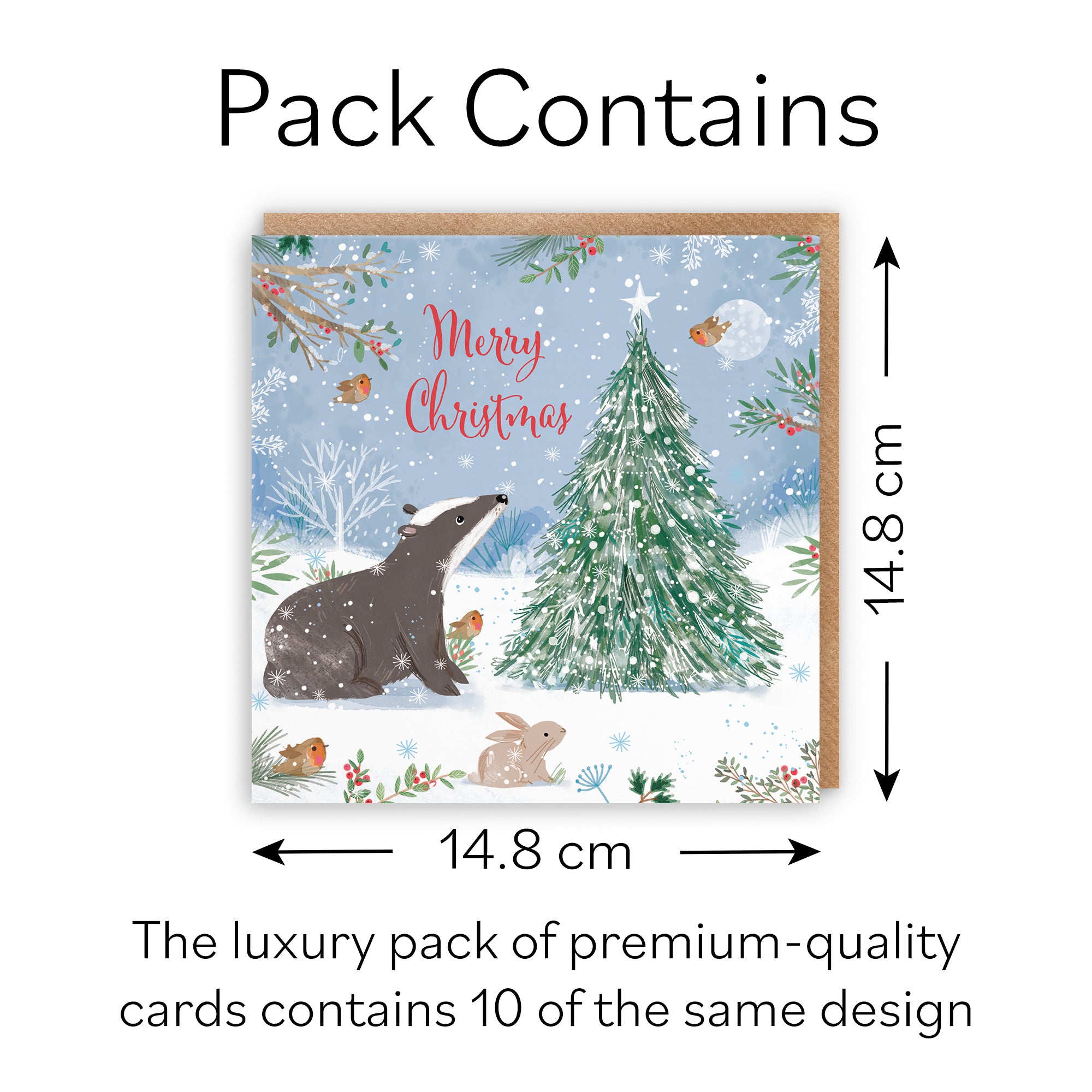 Merry Christmas Badger Family Fun Pack Of 10 Cards Nature's Treasures