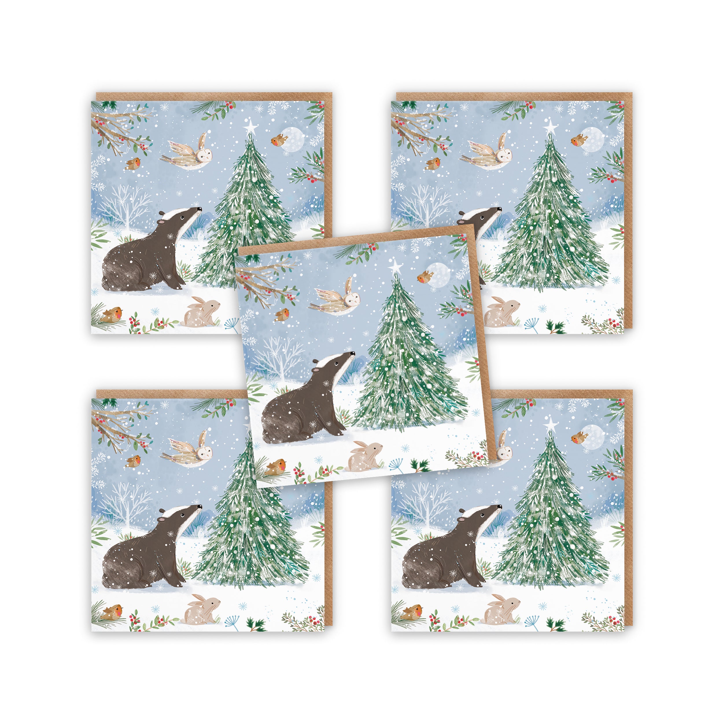 Badger Family Fun Pack Of 10 Christmas Cards Nature's Treasures