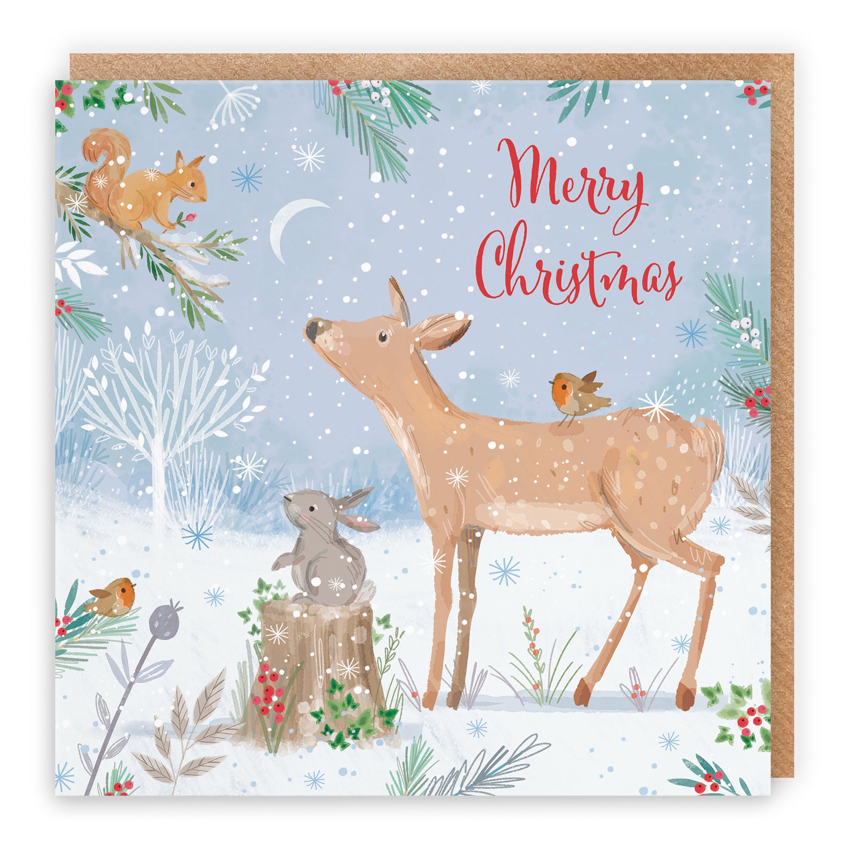 Merry Christmas Deer Family Fun Pack Of 10 Cards Nature's Treasures