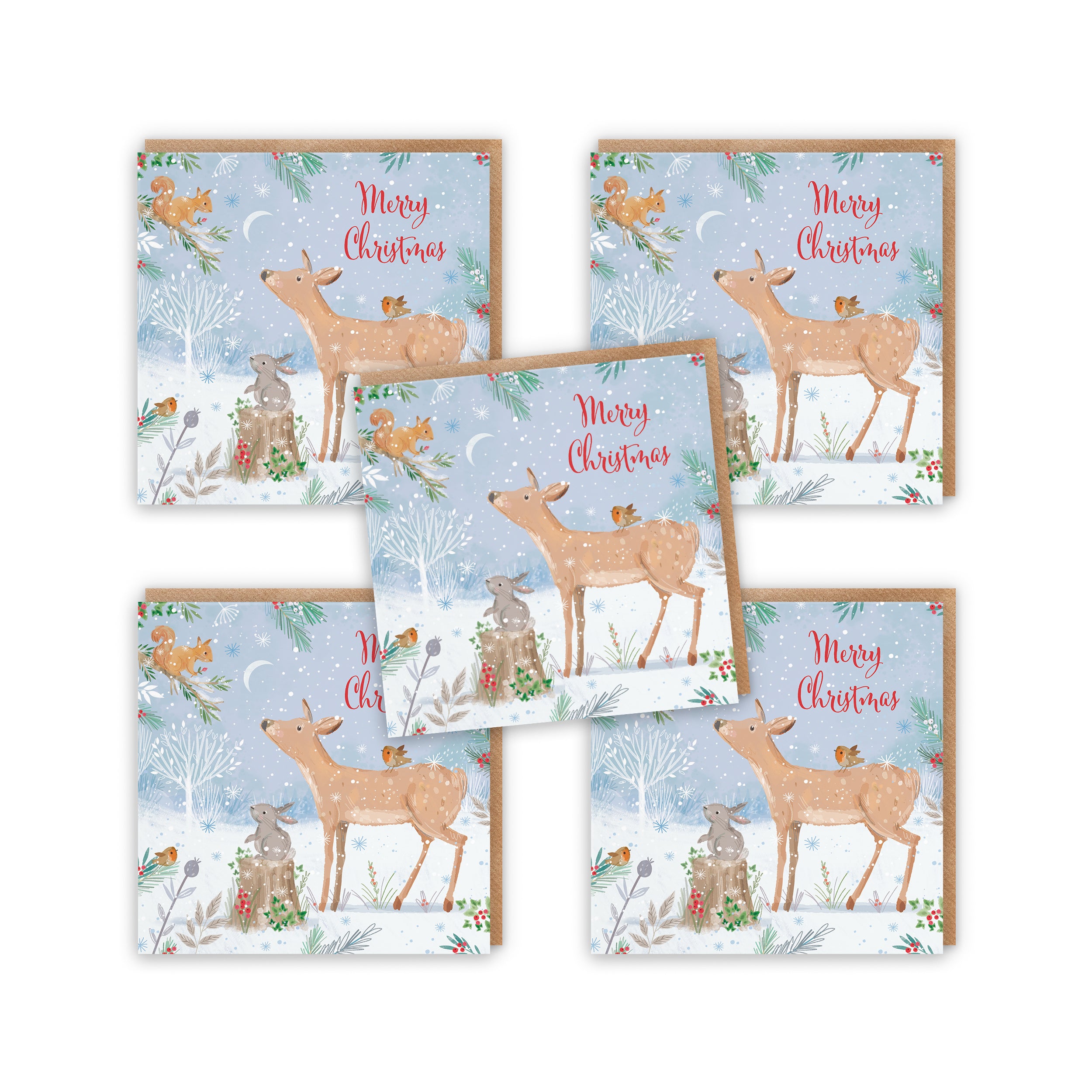 Merry Christmas Deer Family Fun Pack Of 10 Cards Nature's Treasures