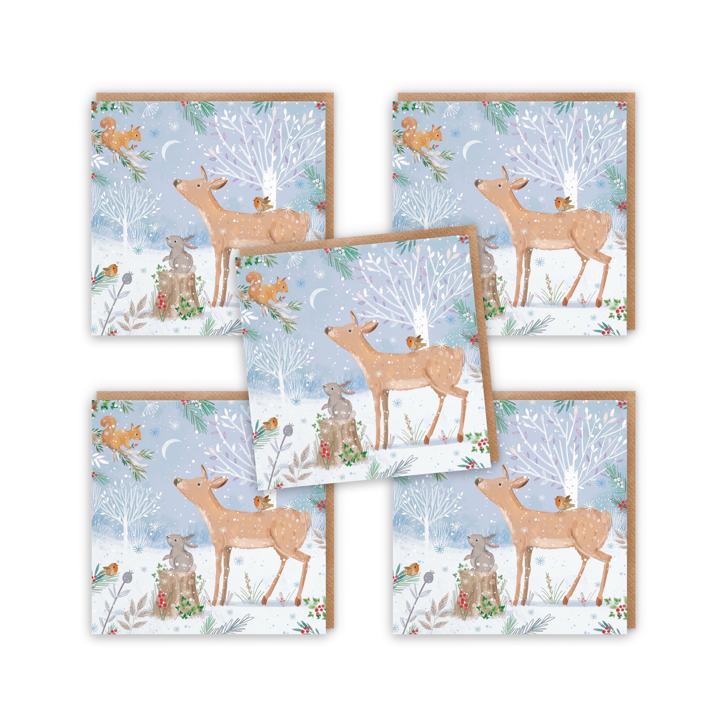 Deer Family Fun Pack Of 10 Christmas Cards Nature's Treasures