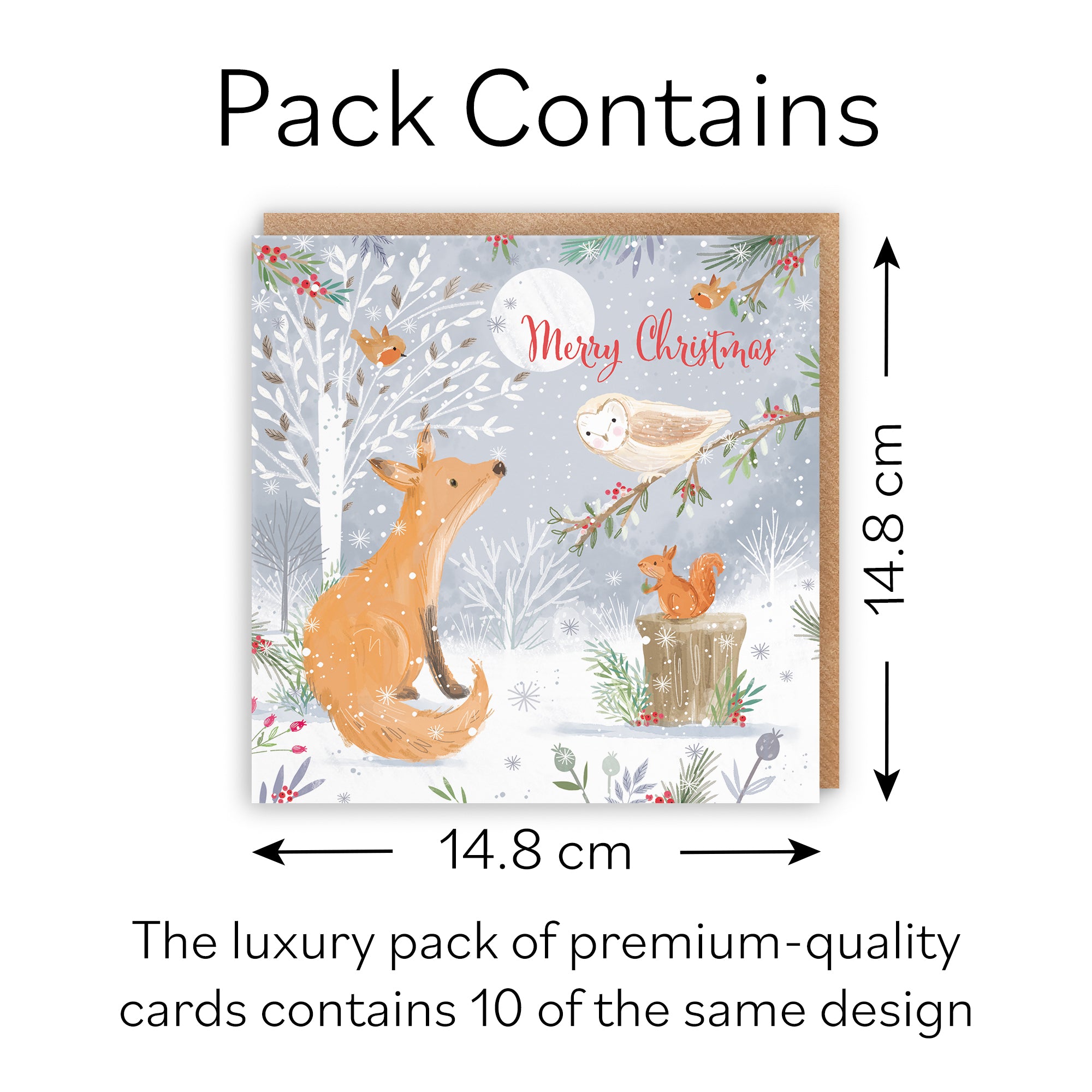 Merry Christmas Fox Family Fun Pack Of 10 Cards Nature's Treasures