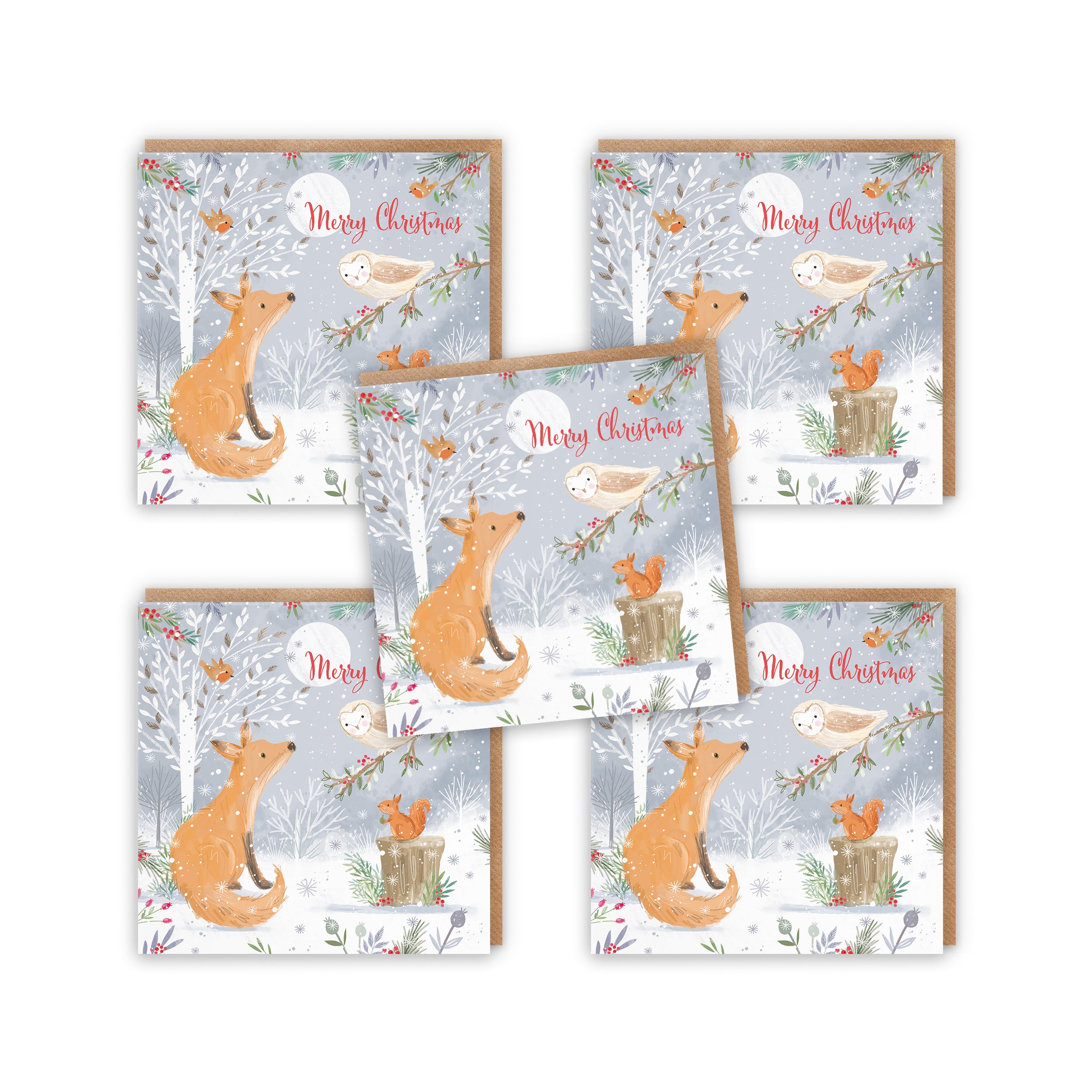 Merry Christmas Fox Family Fun Pack Of 10 Cards Nature's Treasures