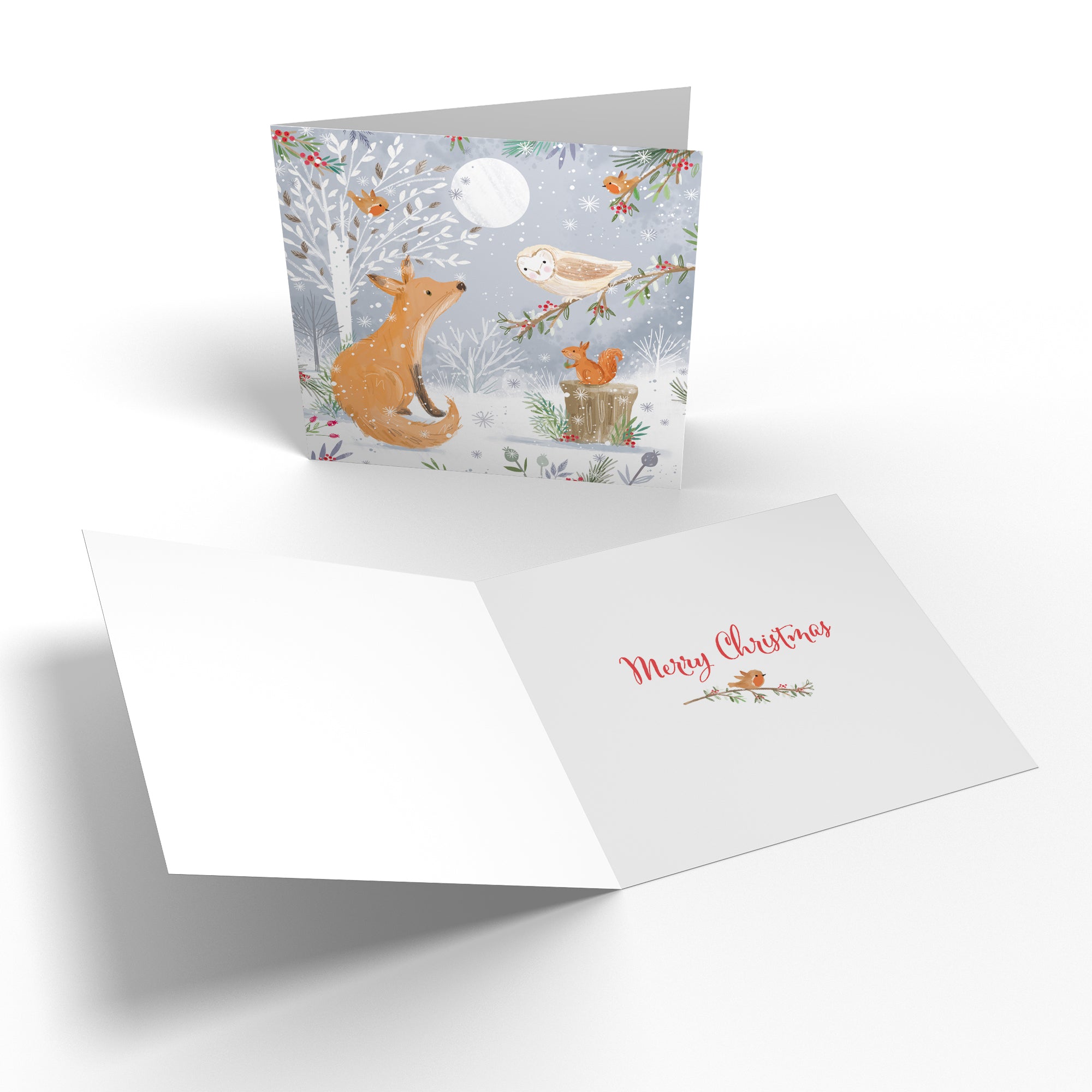 Fox Family Fun Pack Of 10 Christmas Cards Nature's Treasures