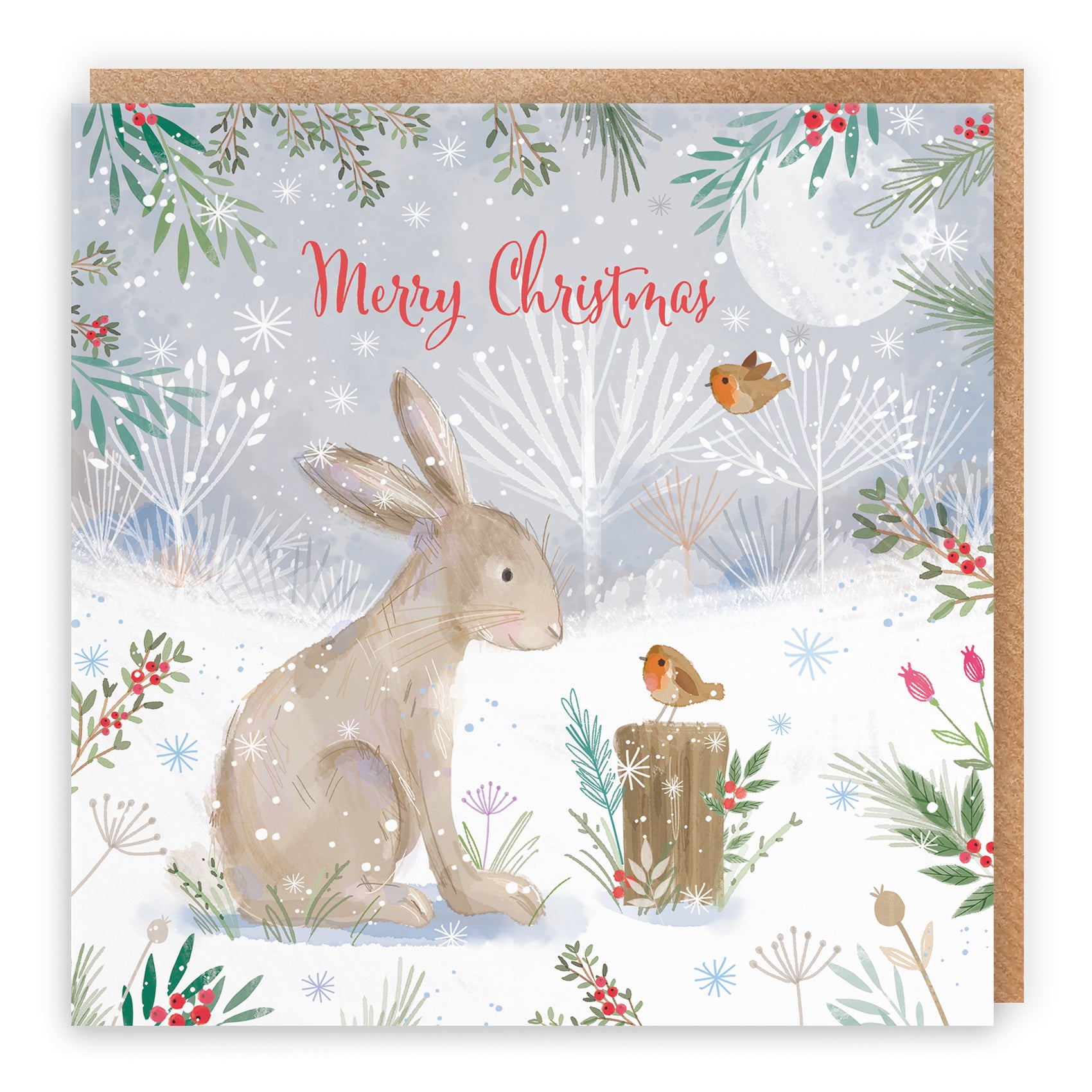 Merry Christmas Hare Family Fun Pack Of 10 Cards Nature's Treasures