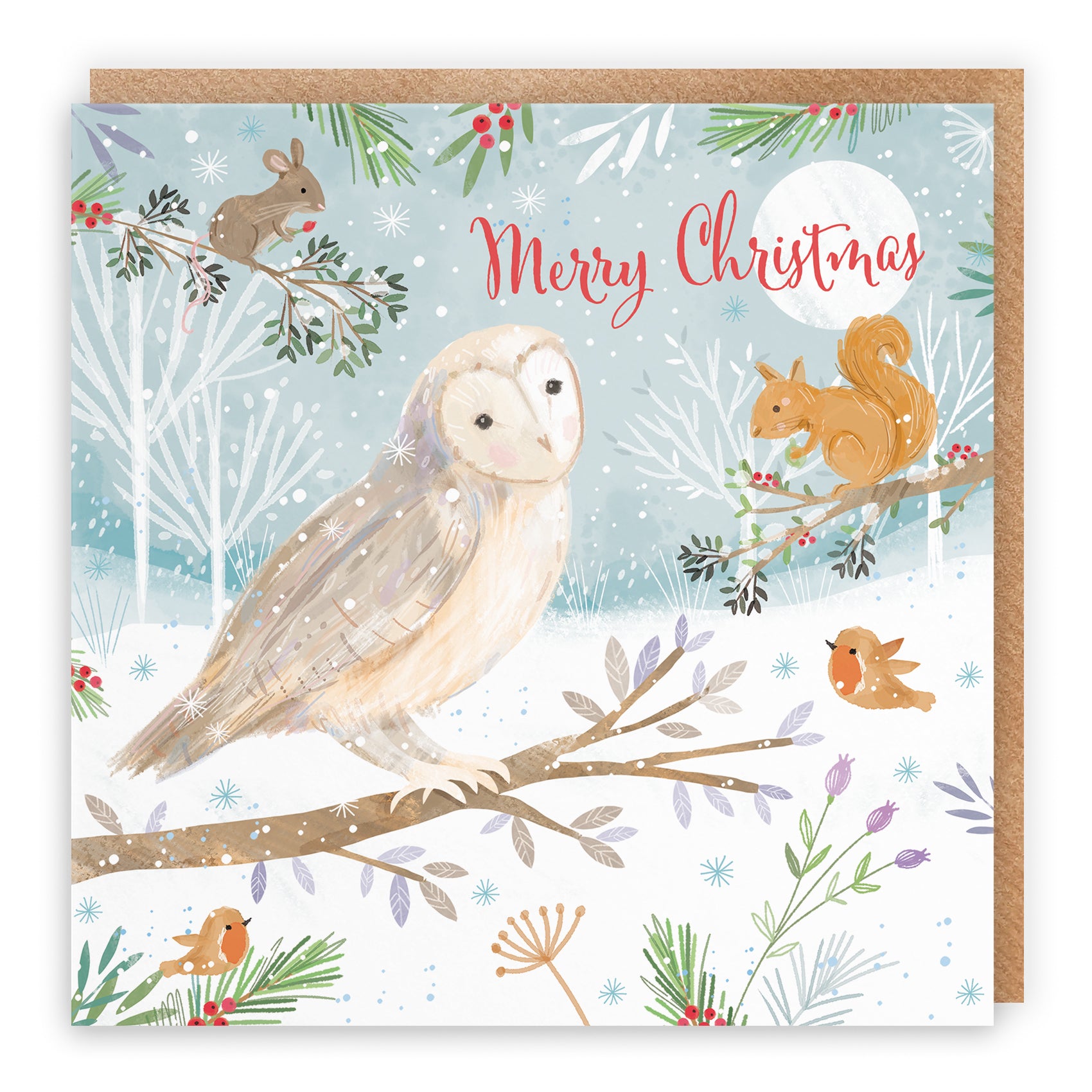 Merry Christmas Owl Family Fun Pack Of 10 Cards Nature's Treasures