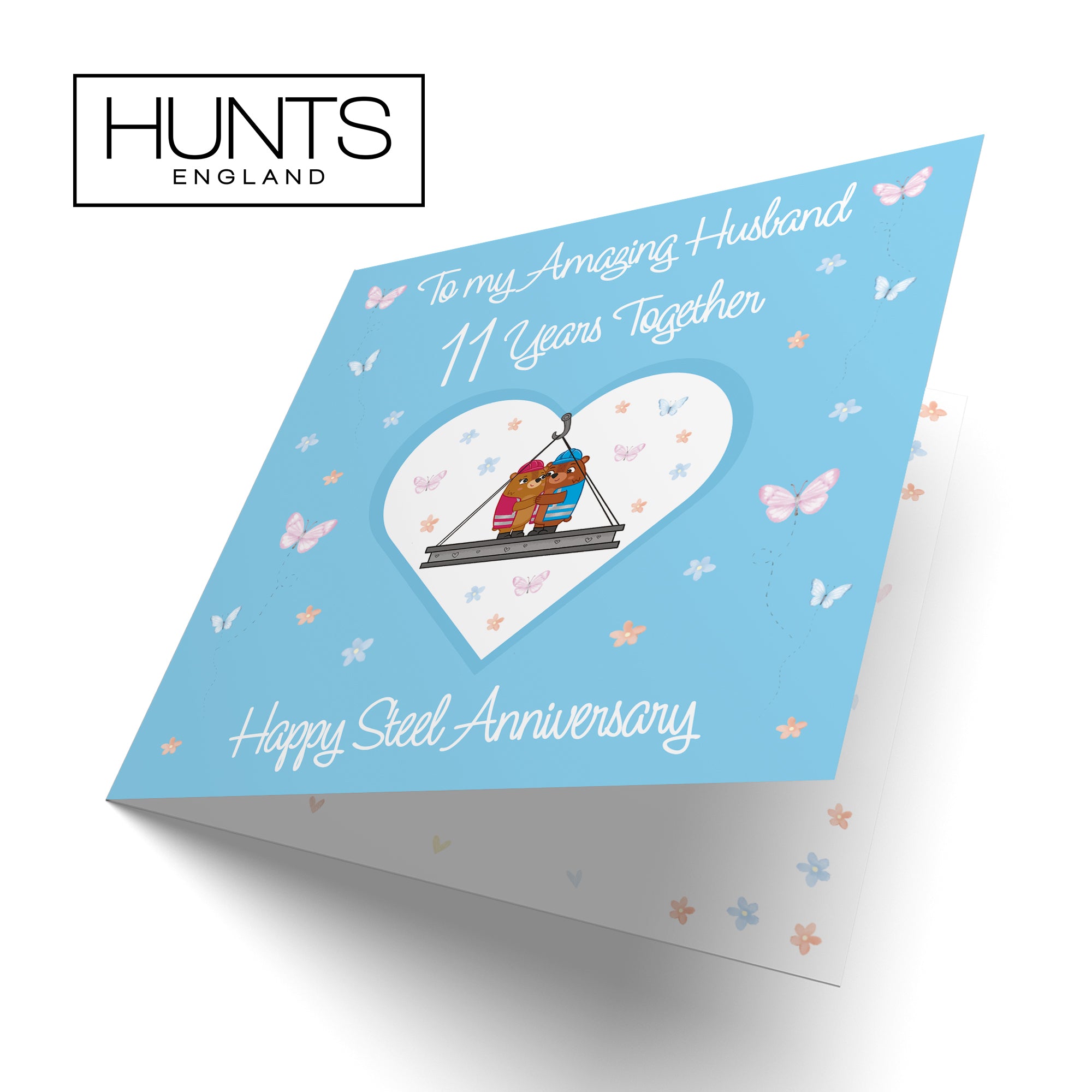 11th Husband Anniversary Card Steel Romantic Meadows