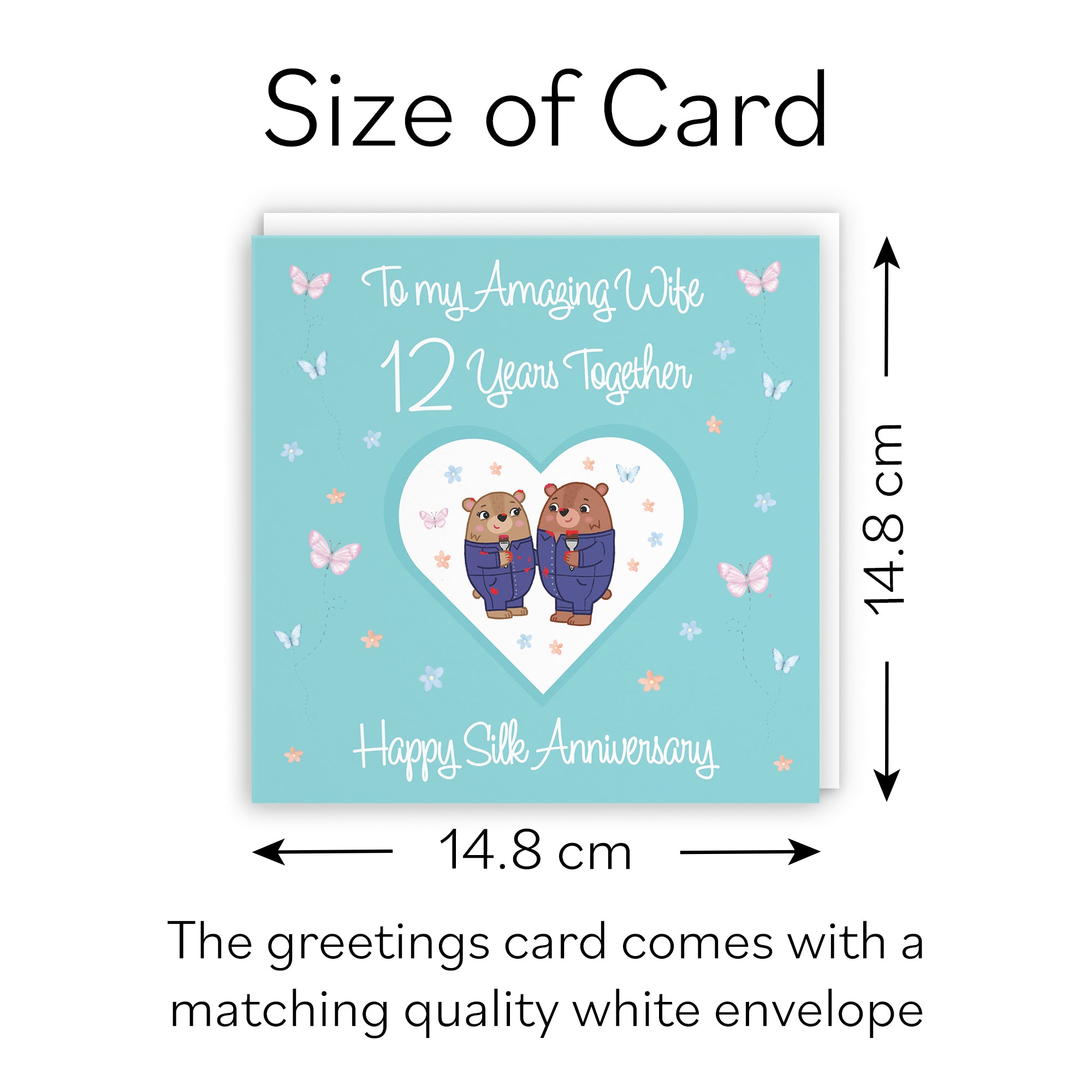 12th Wife Anniversary Card Silk Romantic Meadows