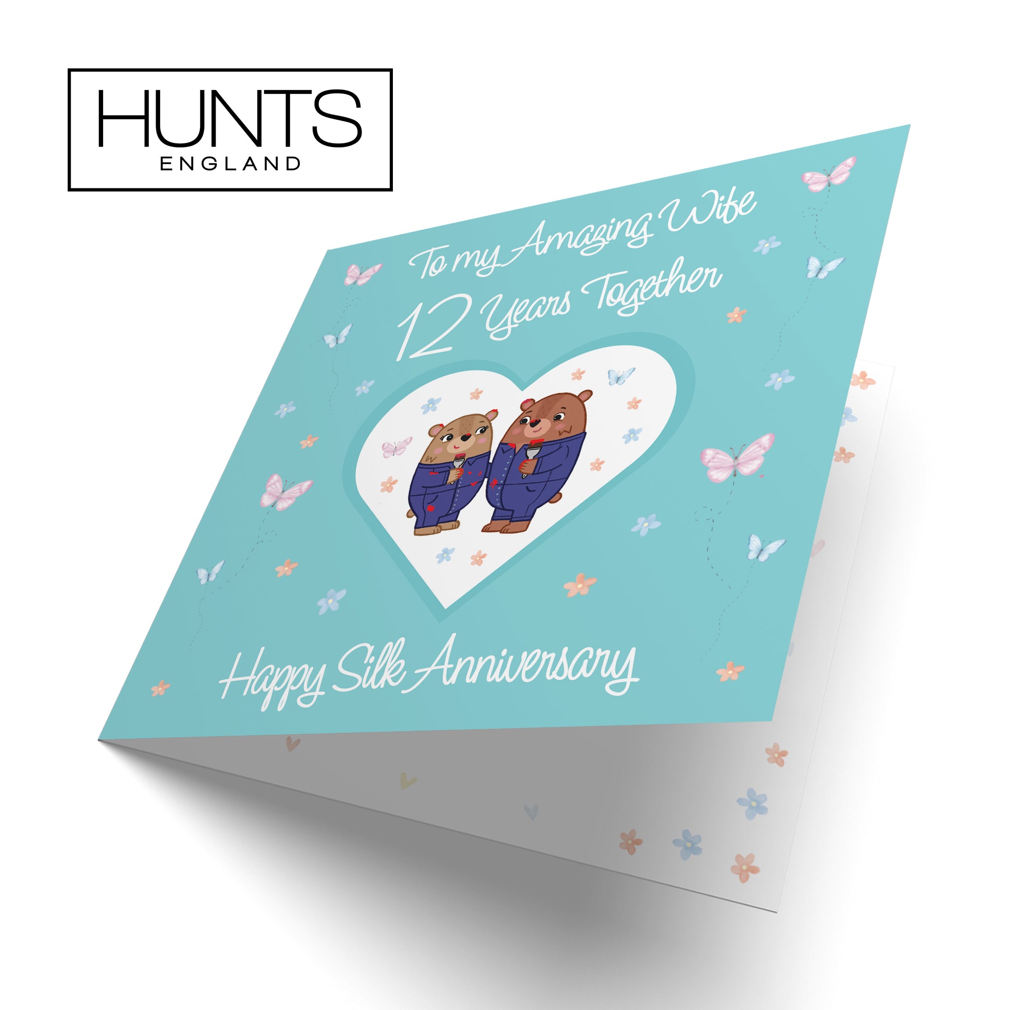 12th Wife Anniversary Card Silk Romantic Meadows