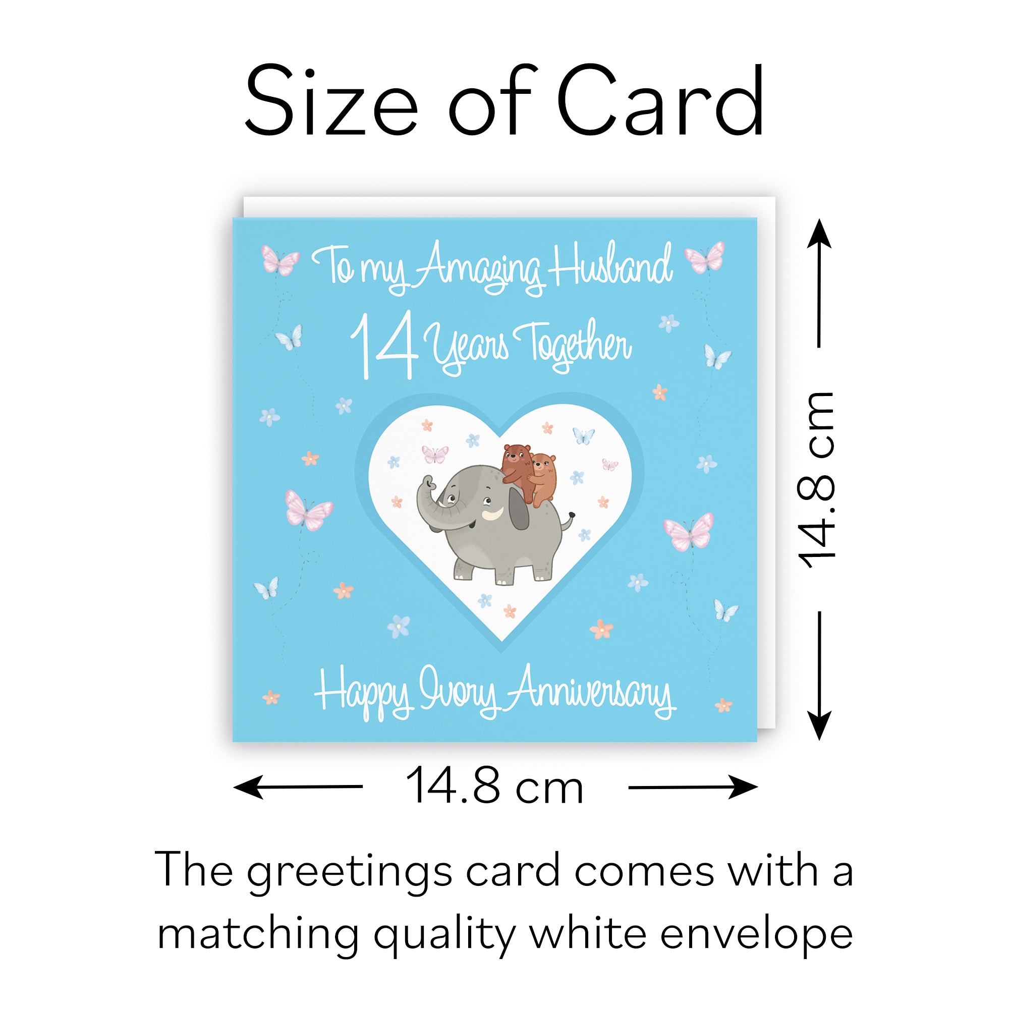 14th Husband Anniversary Card Ivory Romantic Meadows