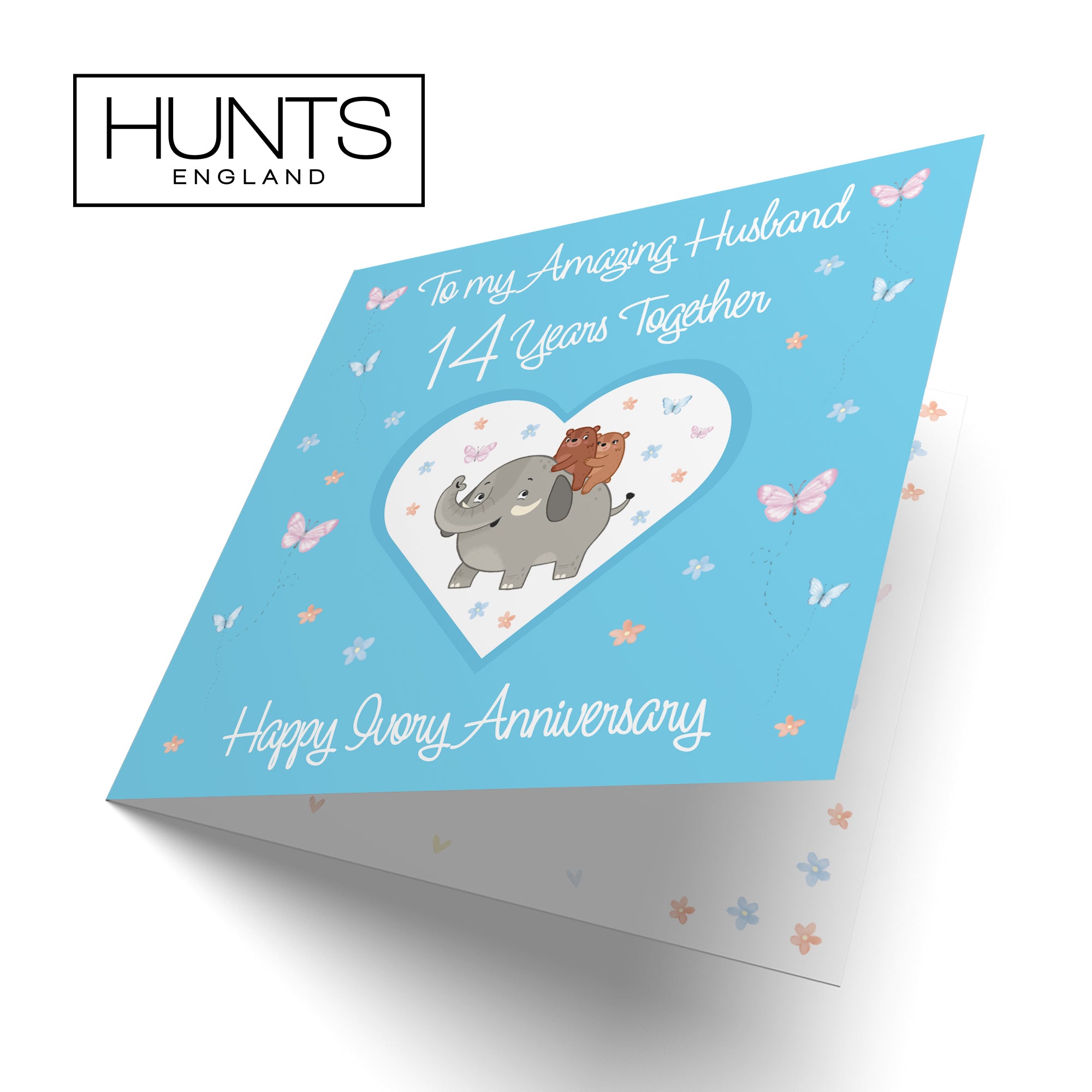 14th Husband Anniversary Card Ivory Romantic Meadows