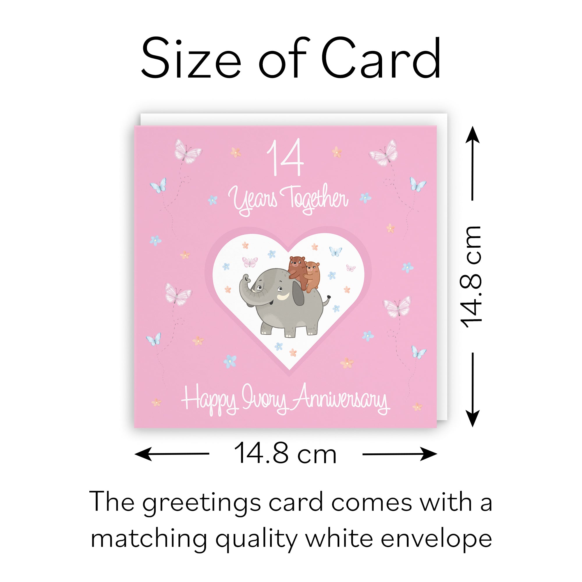 14th Anniversary Card Ivory Romantic Meadows